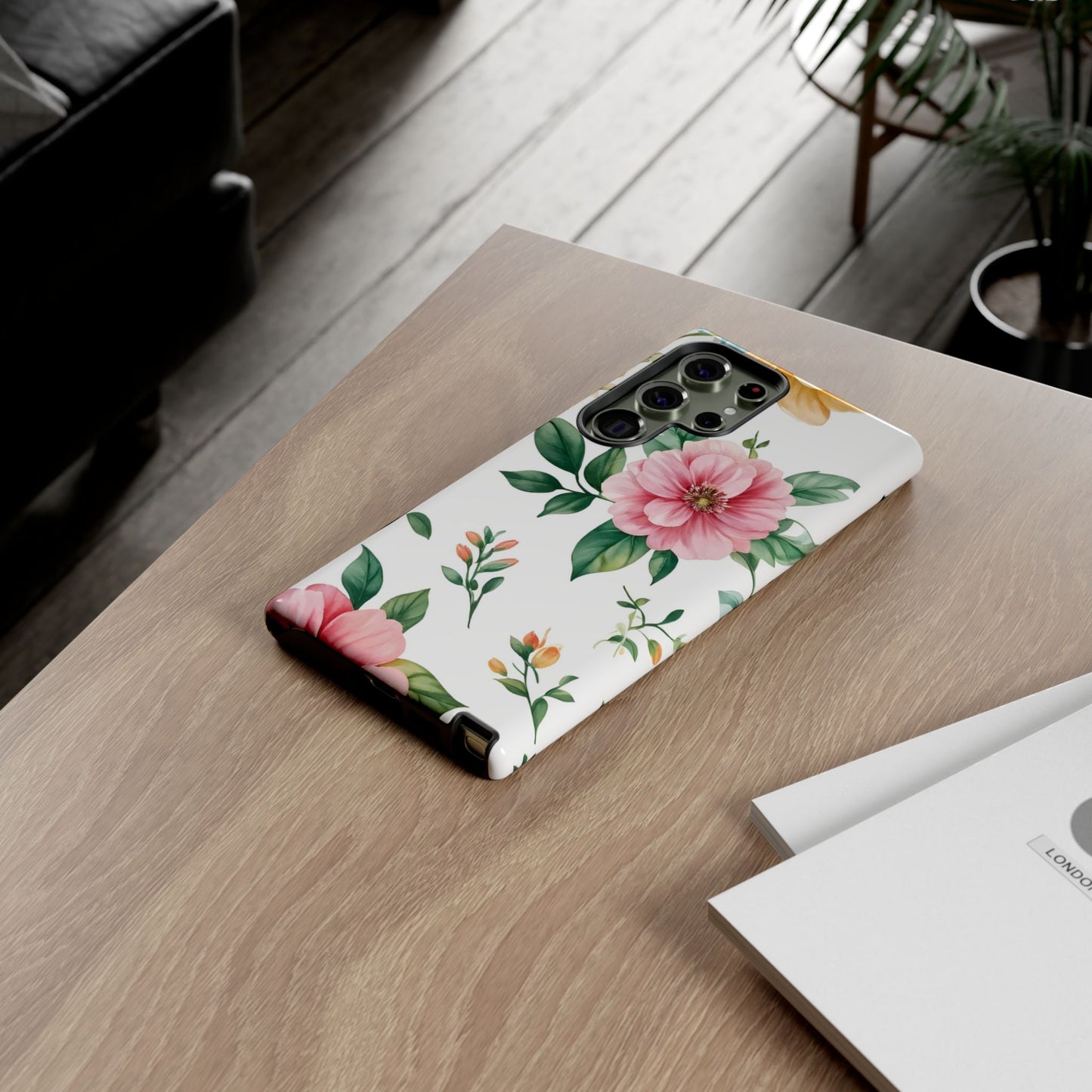 Floral Tough Phone Case — Pink Peony Protective Phone Cover