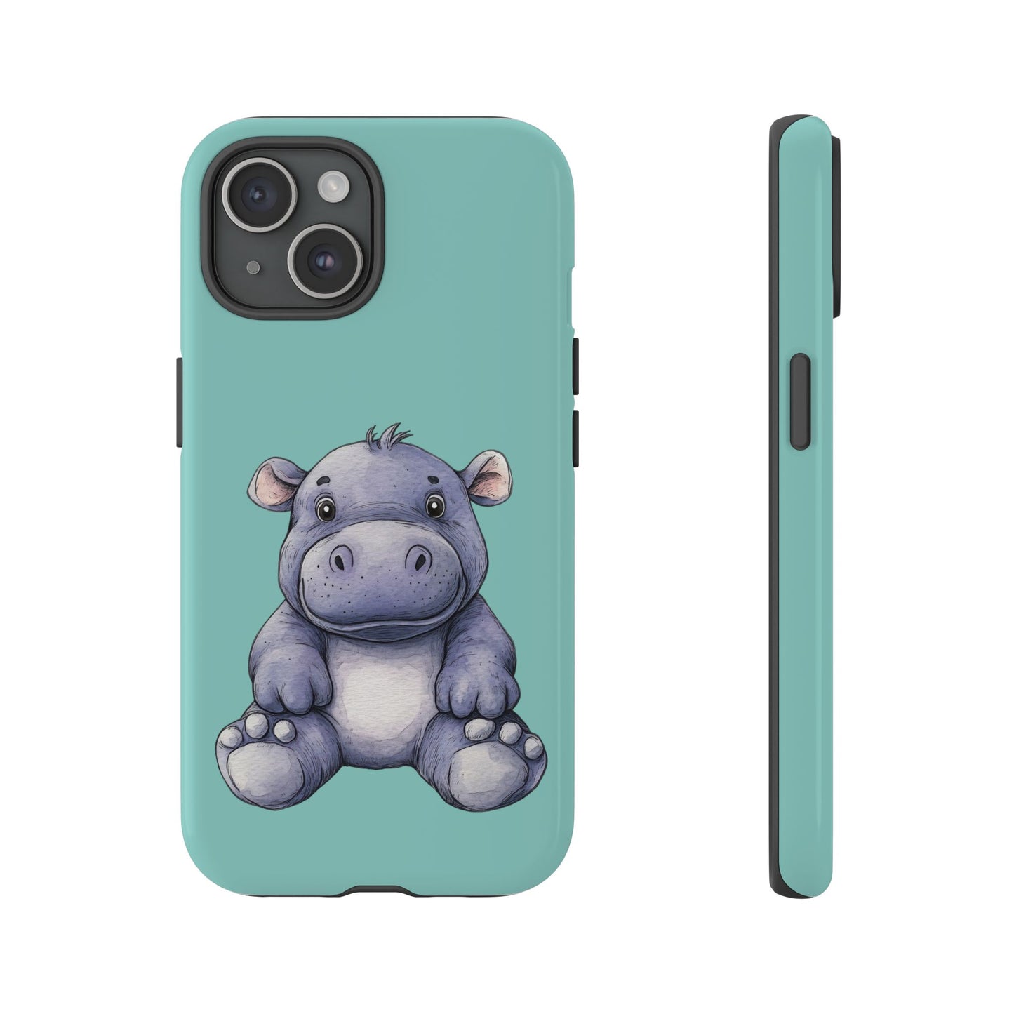 Cute Hippo Phone Case, Tough Phone Cover, Fun Animal Case, Gift for Kids, Cute Decor, Birthday Present
