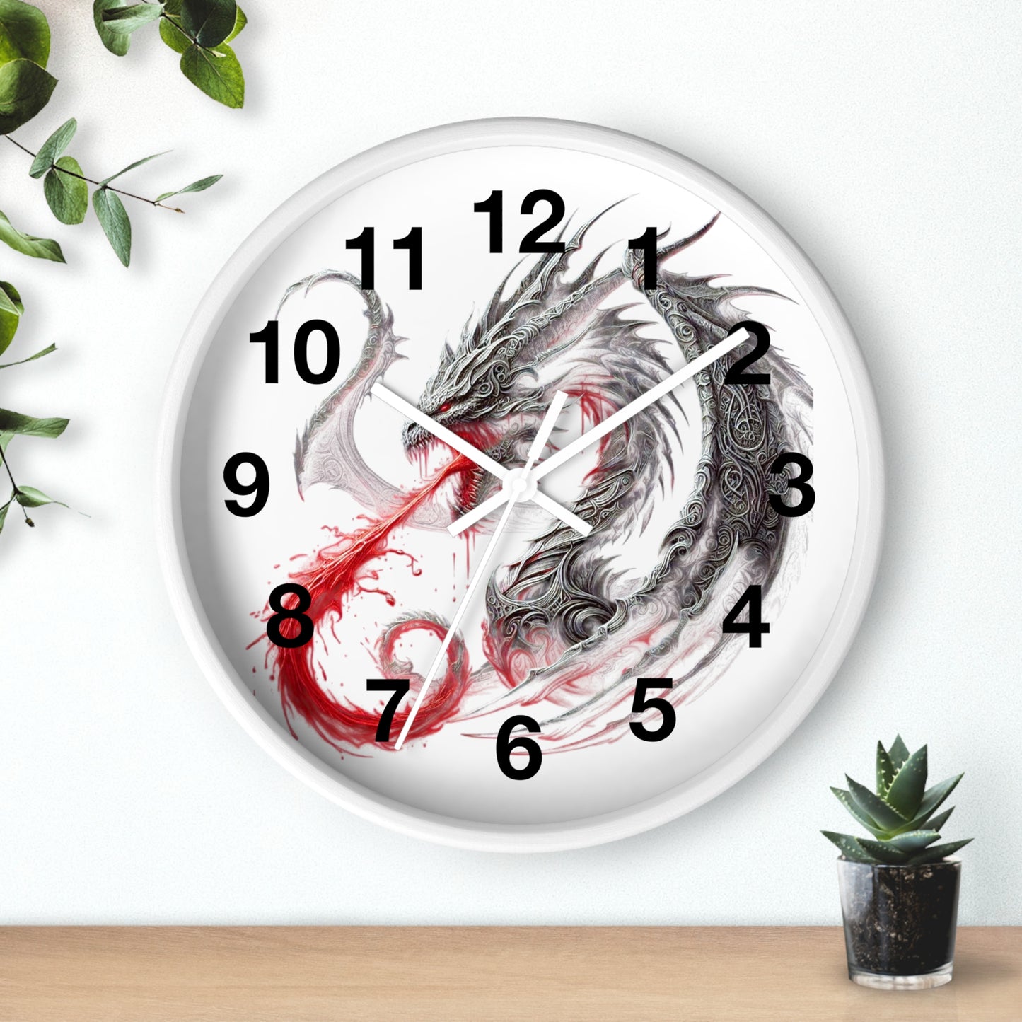 Dragon Wall Clock — Red Breath Mythical Timepiece for Fantasy Fans