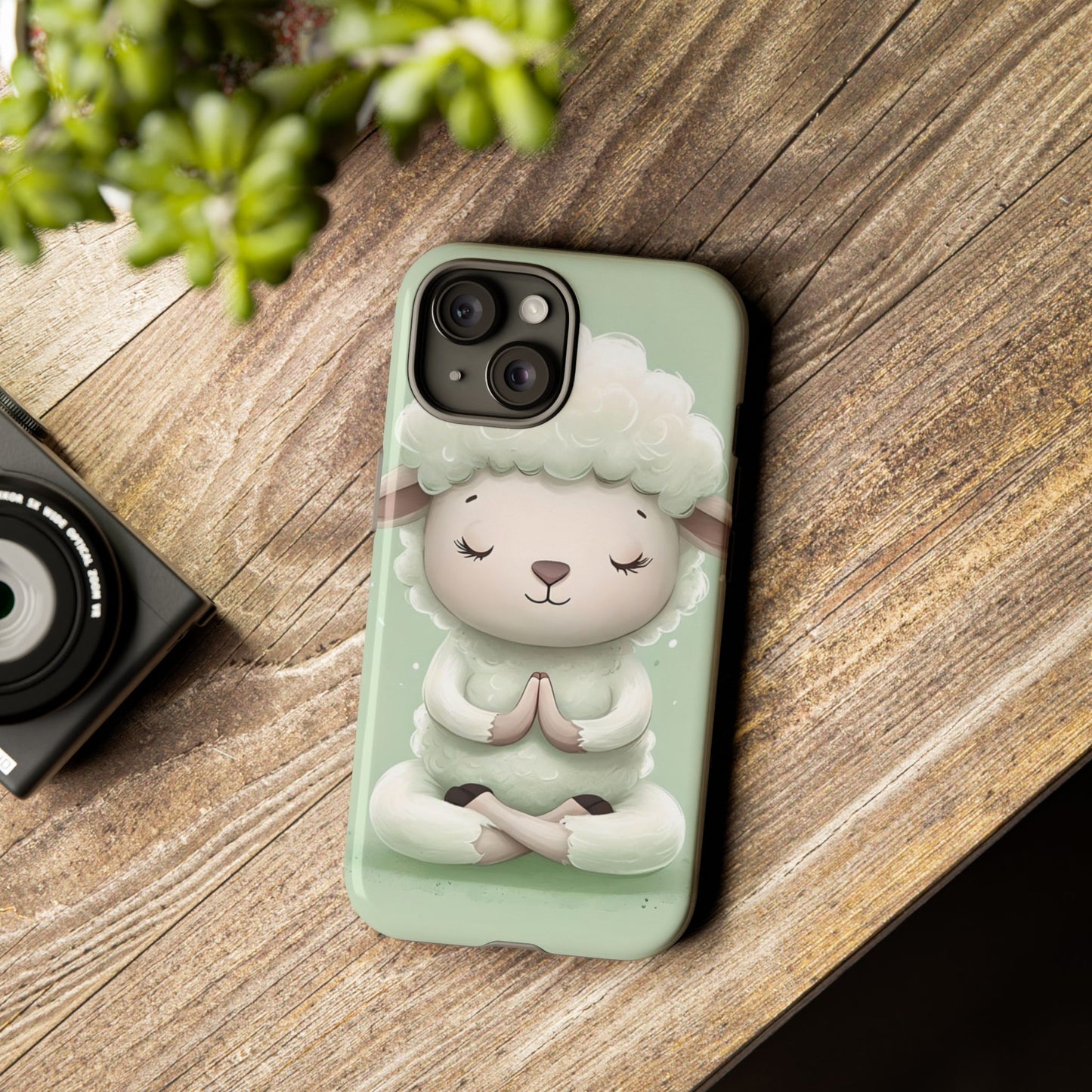 Meditating Lamb Phone Case — Cute Pastel Protective iPhone Cover