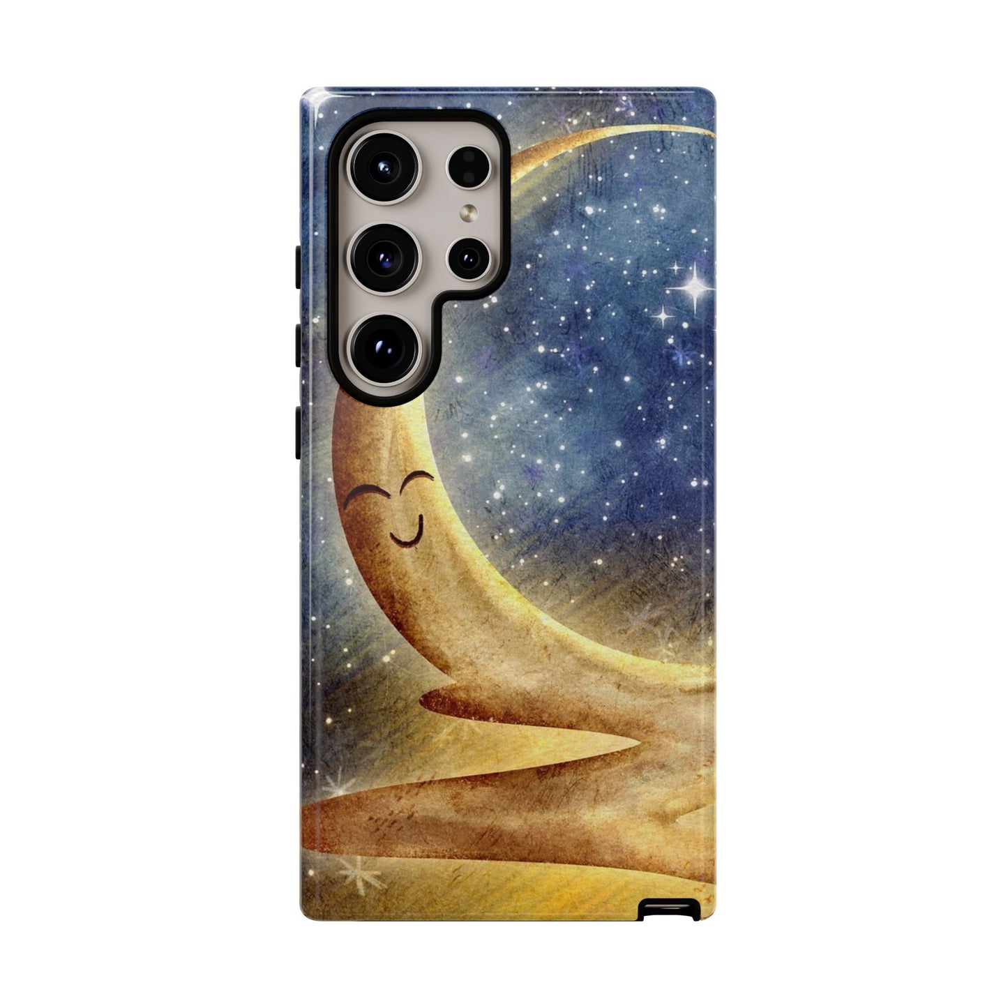 Moonlit Smile Phone Case — Starry Night Crescent Moon iPhone Cover