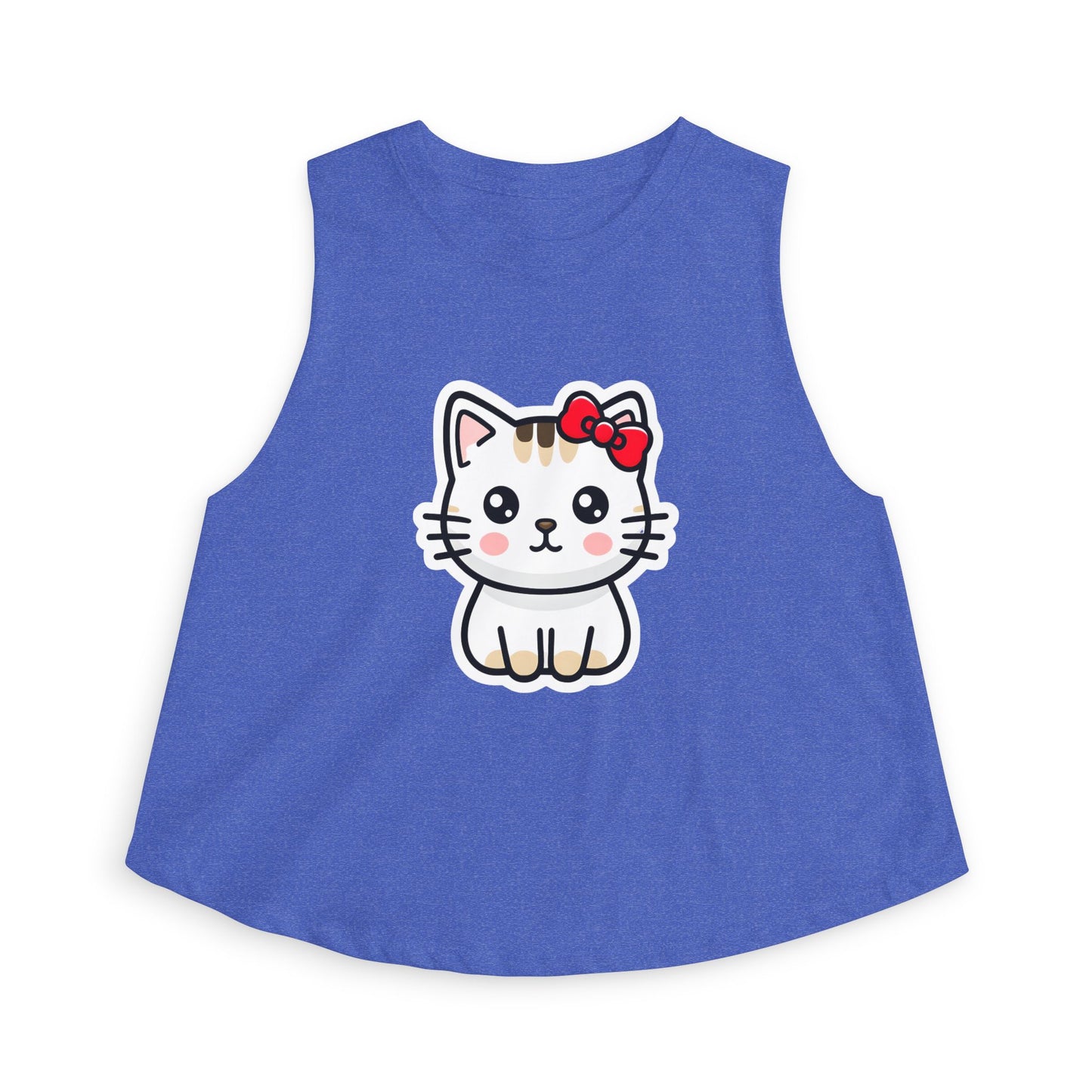 Kawaii Kitty Bow Crop Top — Cute Cat Graphic Women's Tank