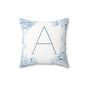 Monogram Pillow - Blue Floral Letter 'A' Square Throw Pillow