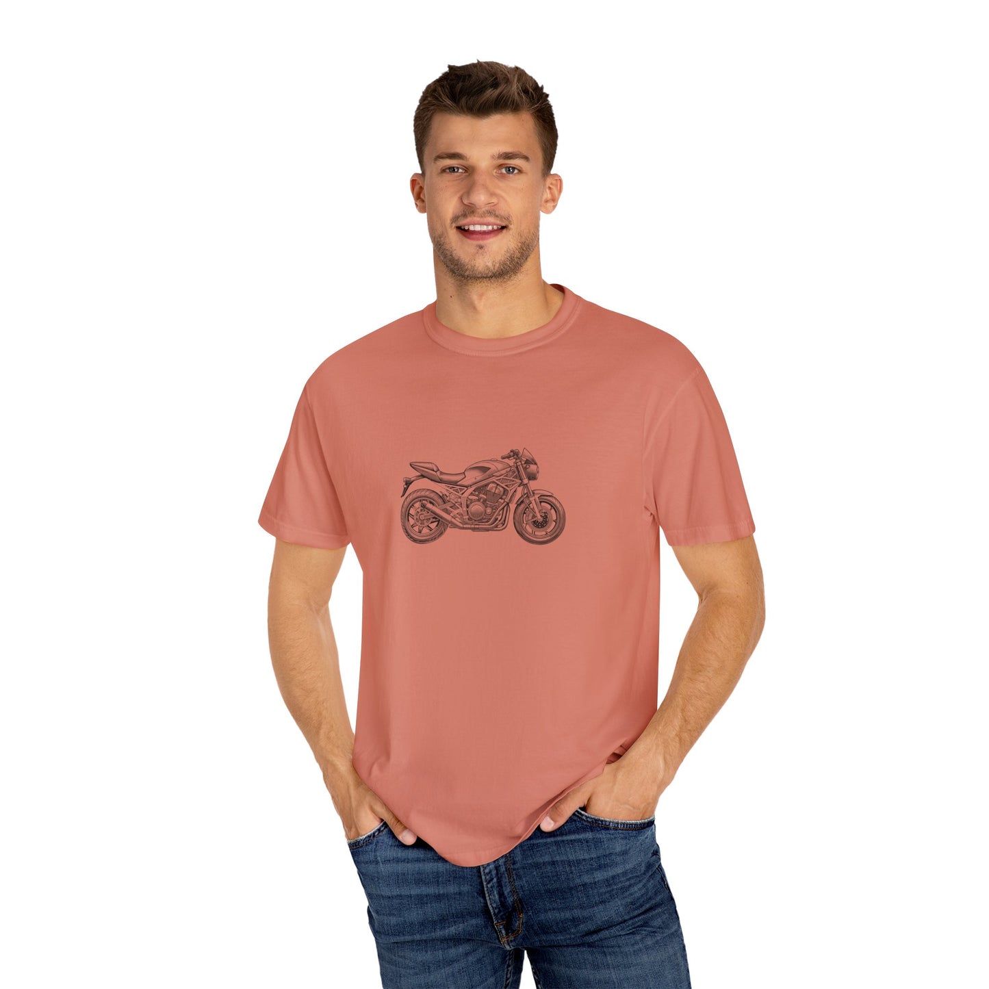 Motorcycle Vibes Unisex Garment-Dyed T-Shirt, Biker Tee for Motorcycle Enthusiasts, Gift for Riders, Casual Wear, Adventure Apparel