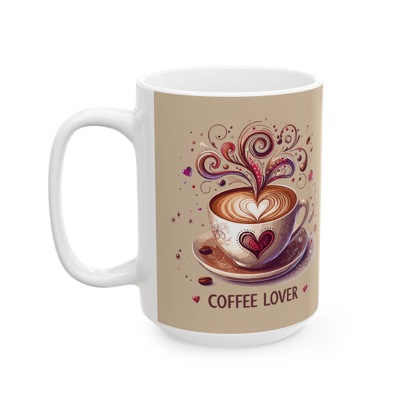 Coffee Lover Ceramic Mug — Cute Whimsical Coffee Art (11oz & 15oz)