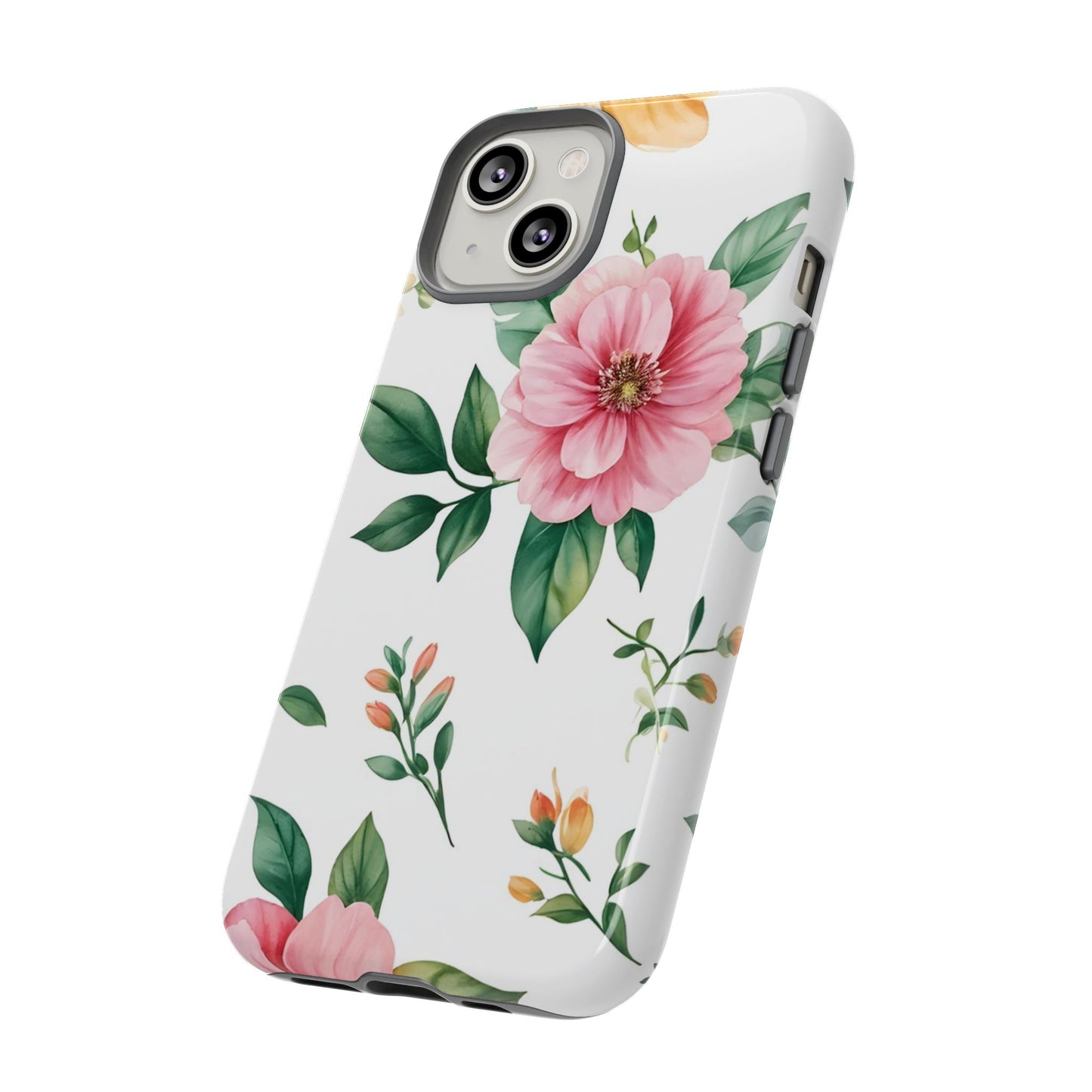 Floral Tough Phone Case — Pink Peony Protective Phone Cover