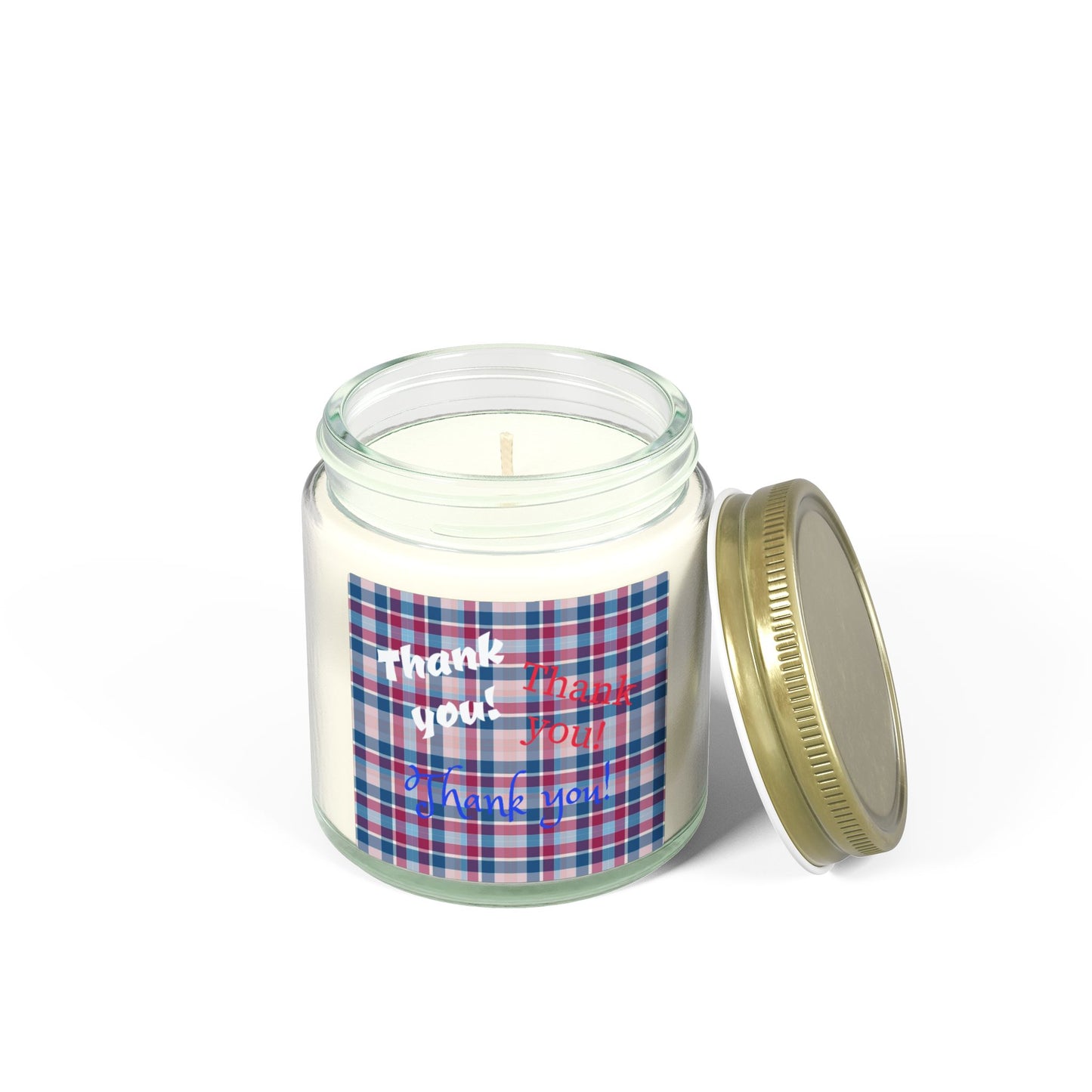 Thank You Plaid Candle — Coconut Apricot Scented Jar (4oz/9oz)