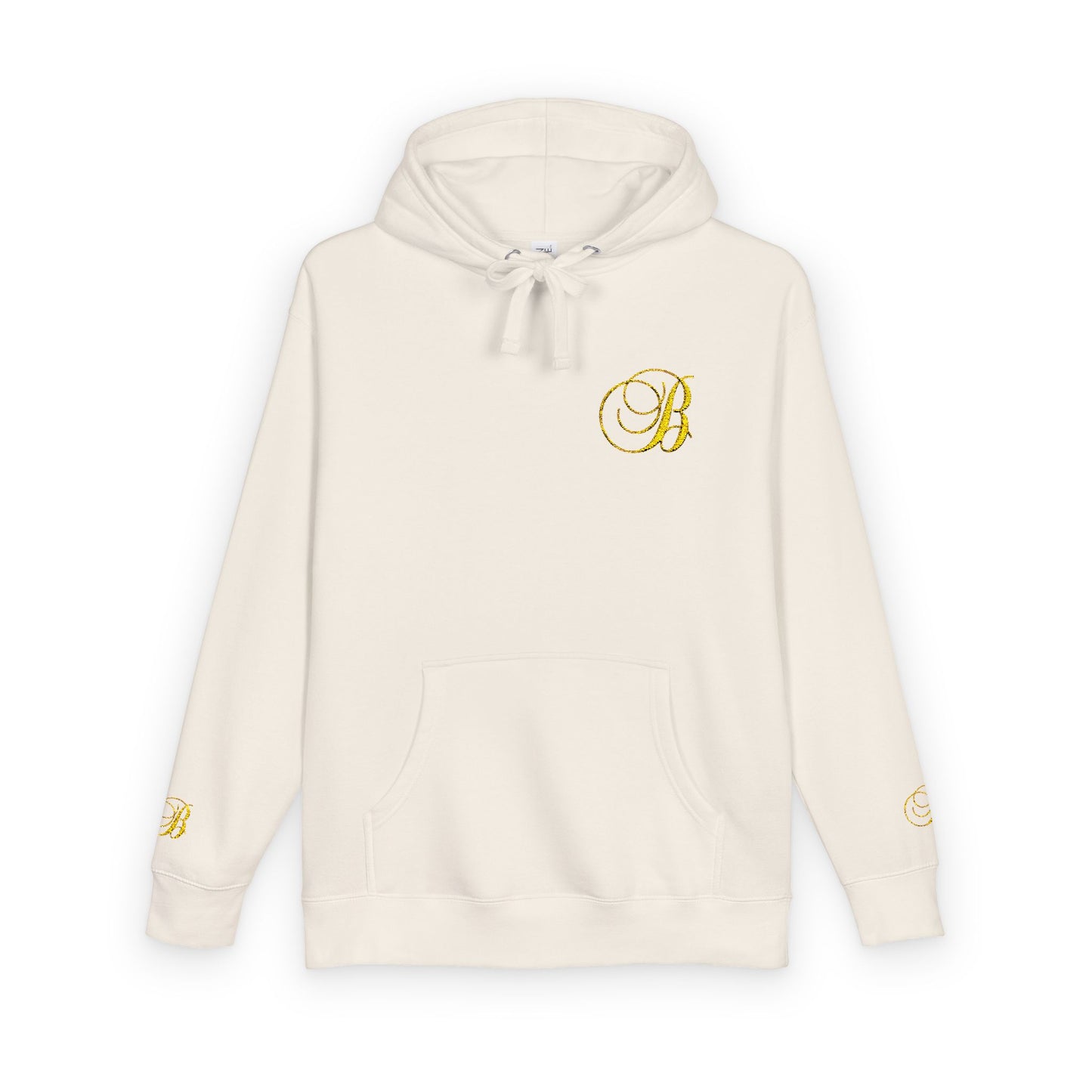 Coral Gold Floral Initial Hoodie — Monogram 'B' Casual Pullover
