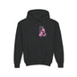 Youth Hoodie — "Love Has Four Paws" Pink Scooter French Bulldog Graphic