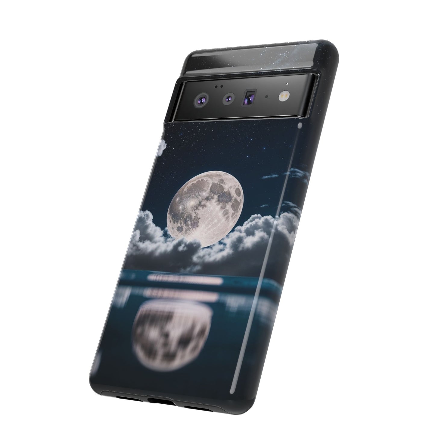 Moonlit Reflection Phone Case — Night Sky Moon & Clouds Tough Case