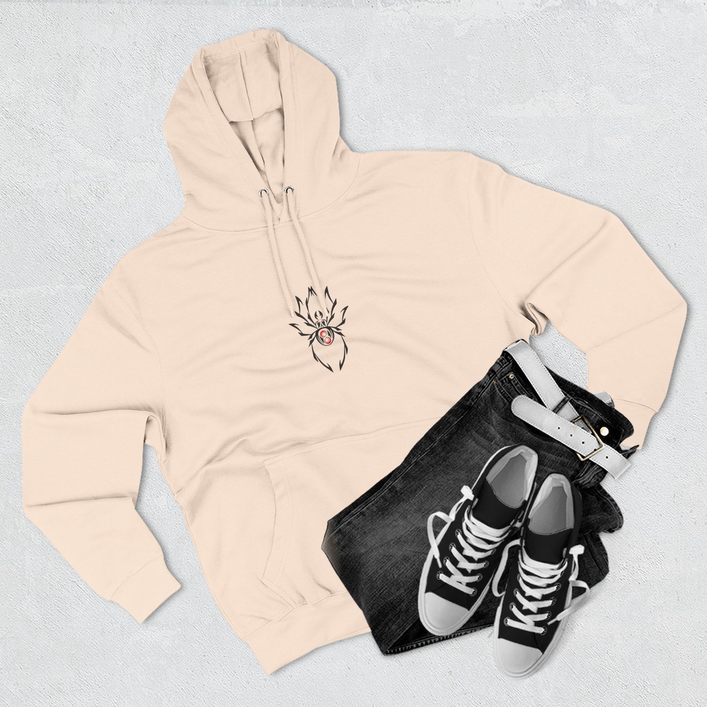 Cozy Spider Fleece Hoodie - Spooky Fashion, Unisex Casual Wear, Halloween Gift, Fall Fashion, Comfortable Layering