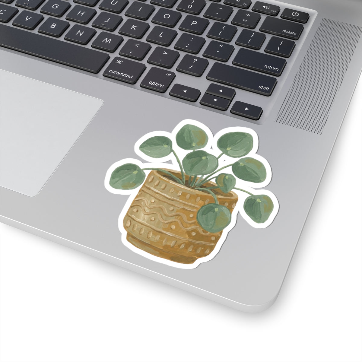 Pilea Plant Sticker — Watercolor Potted Greenery Kiss-Cut Sticker