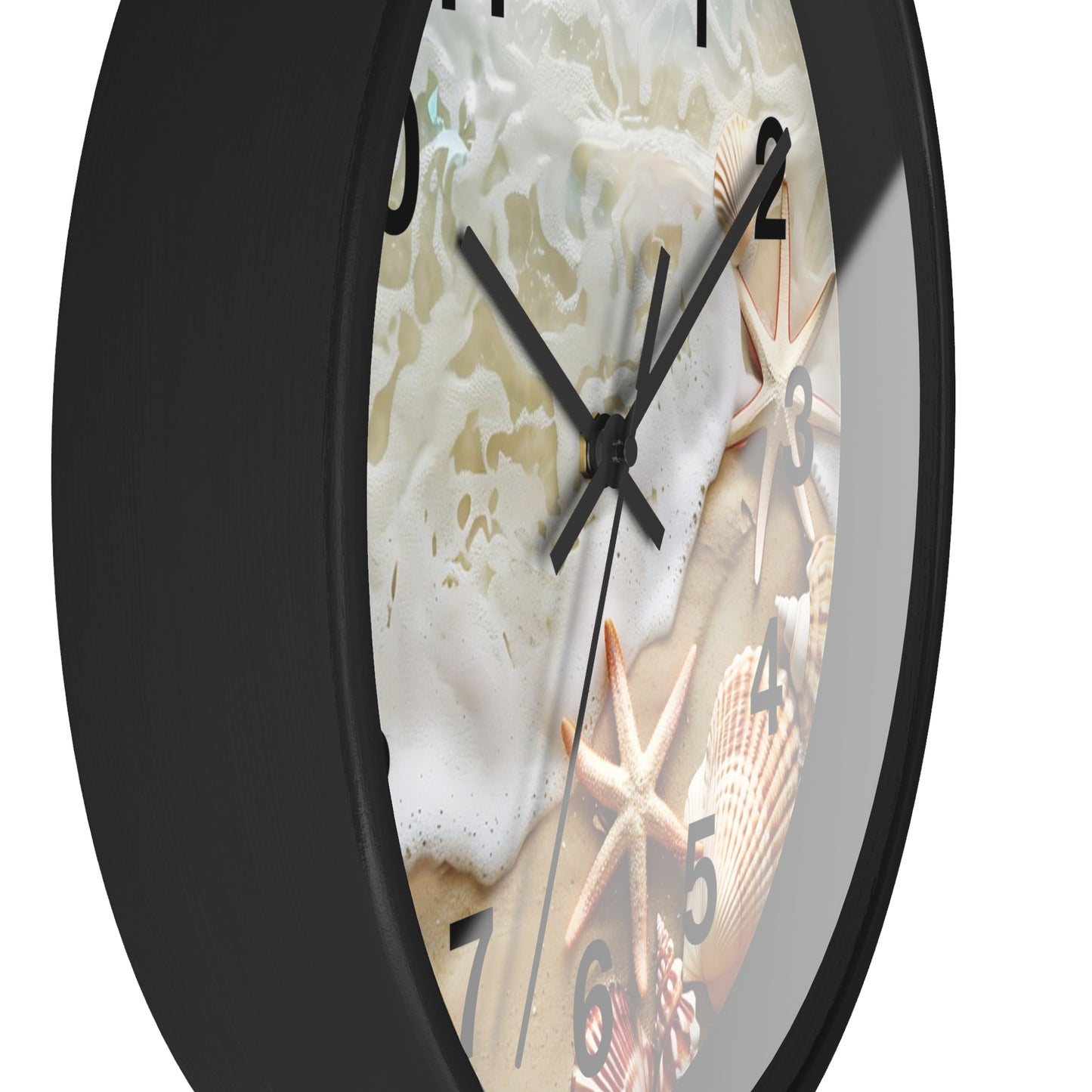 Beach Shells Wall Clock — Coastal Starfish Seaside Decor