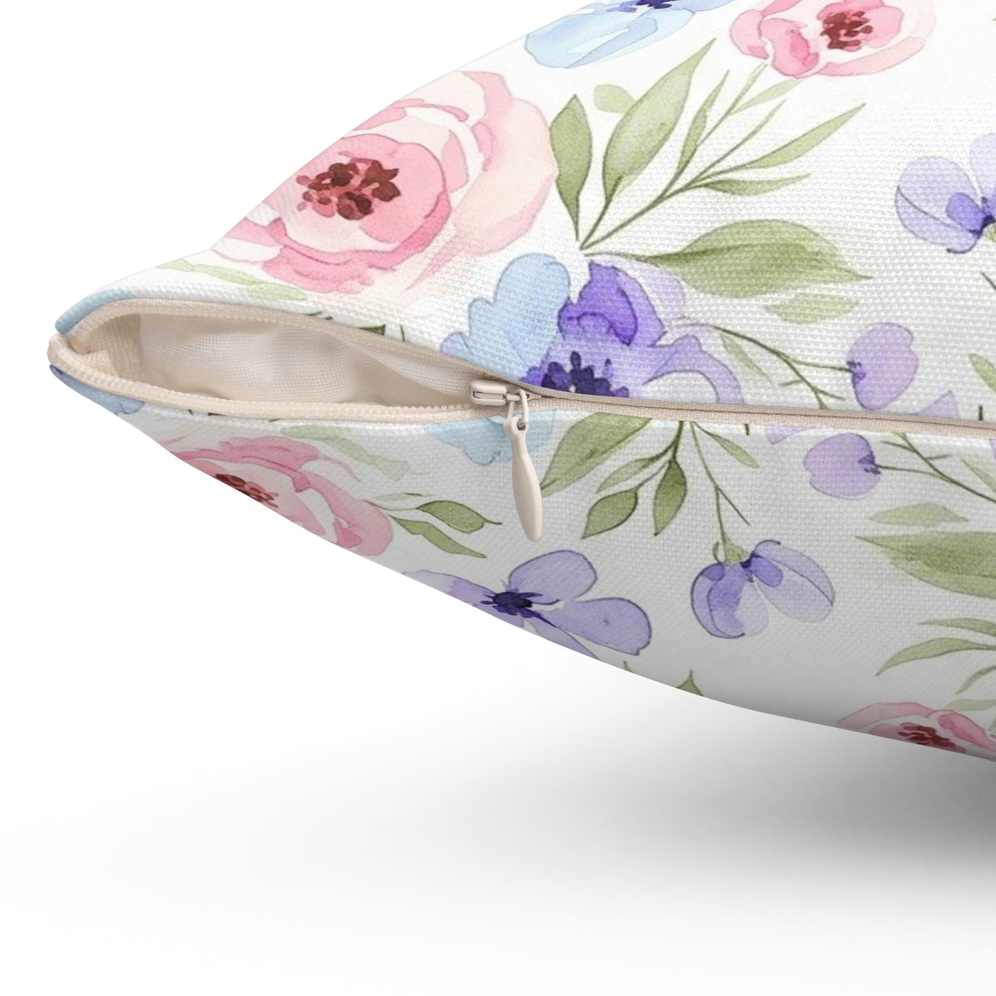 Spun Polyester Square Pillow - Flowers