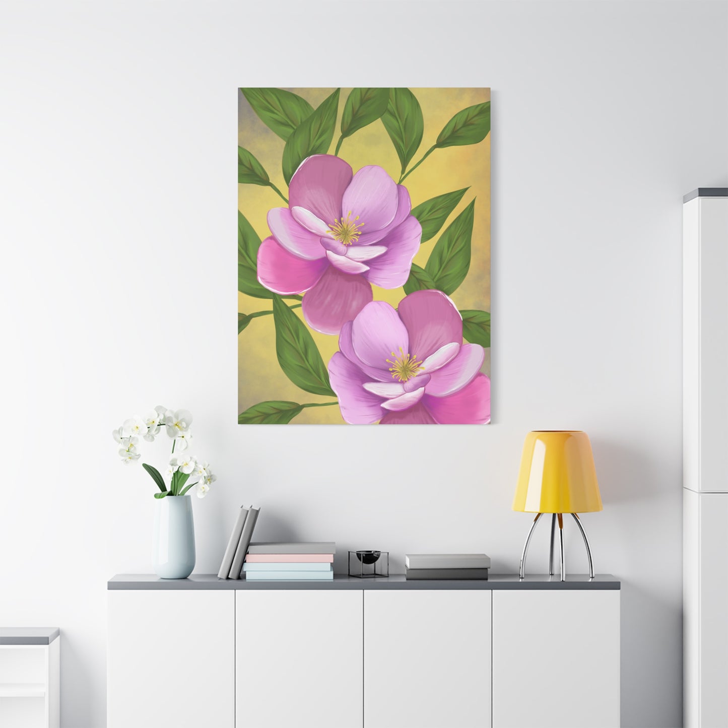 Matte Canvas, Stretched, 1.25" Tulips Pink and Purple Flowers