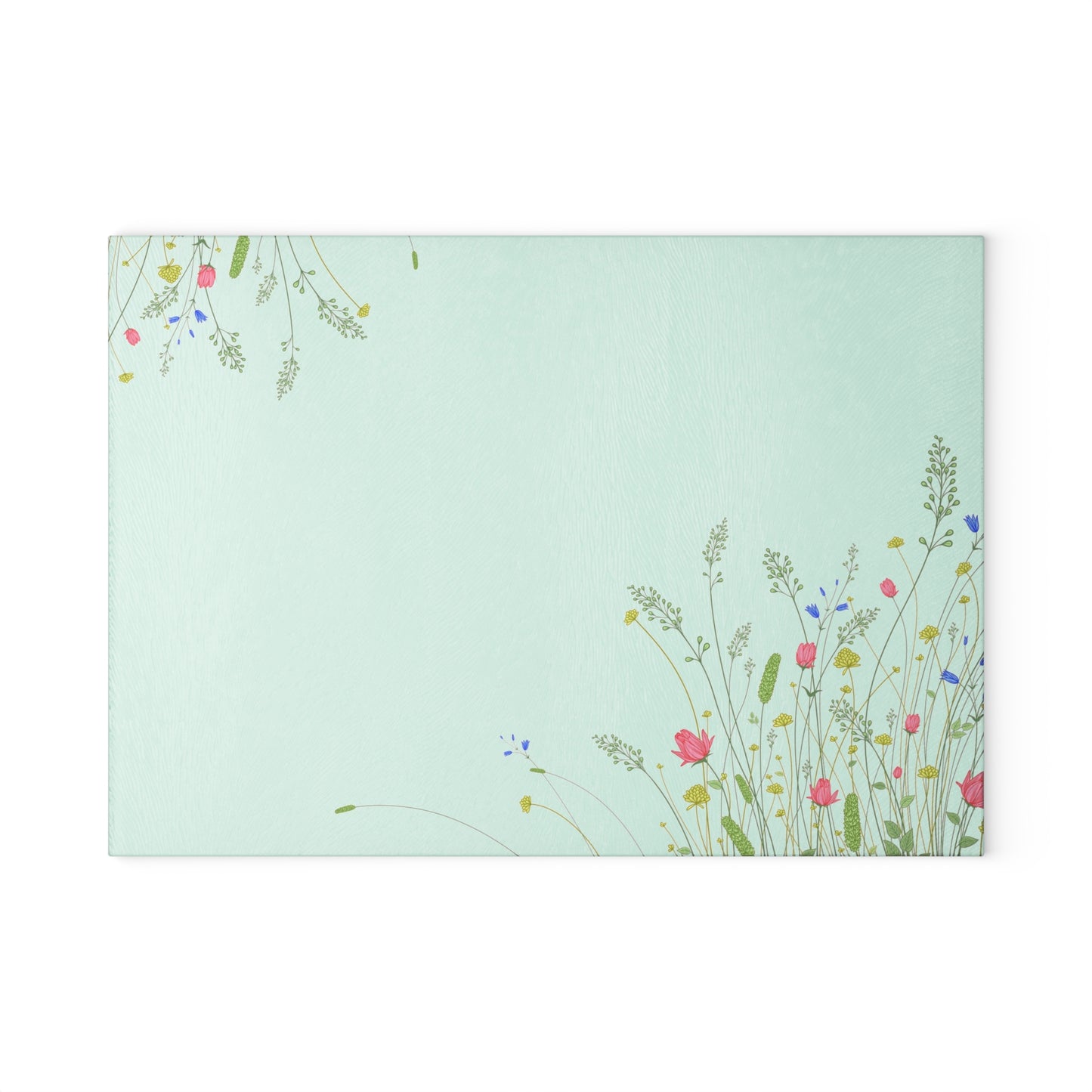 Floral Meadow Glass Cutting Board — Pastel Wildflower Kitchen Board