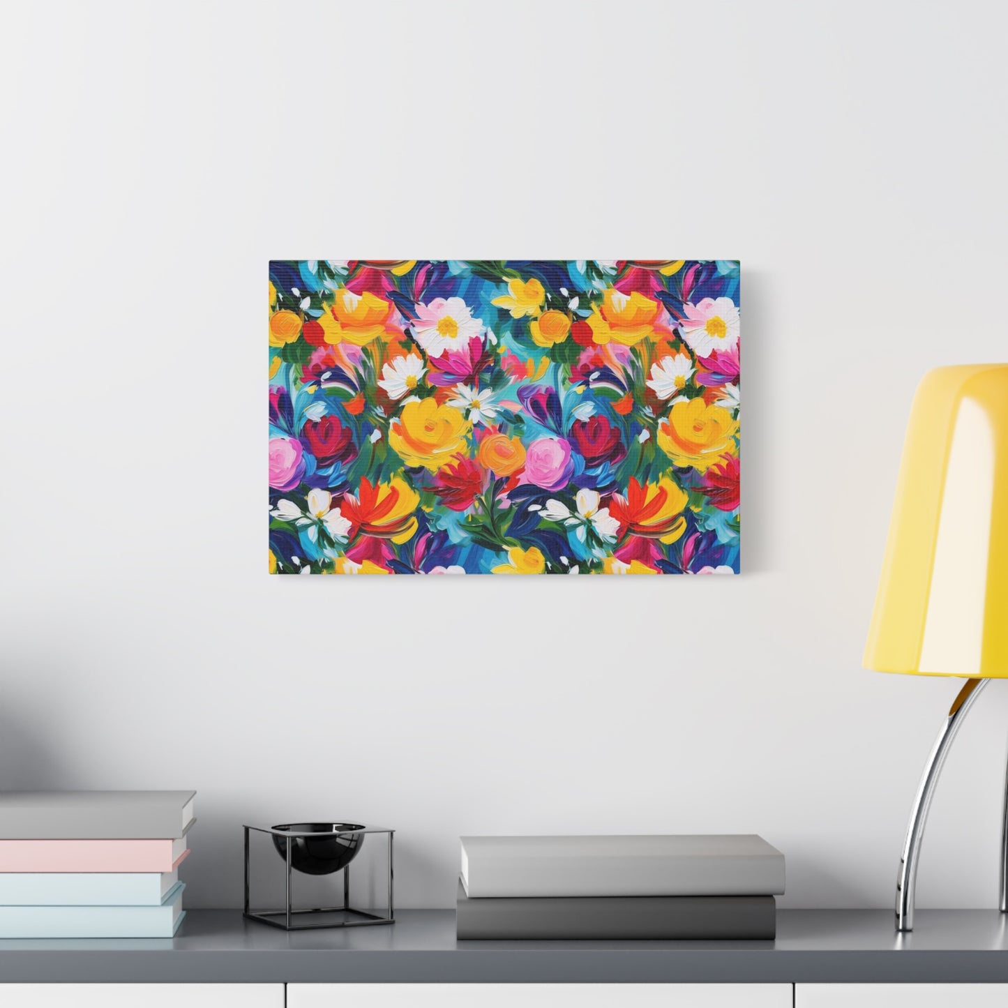 Vibrant Floral Matte Canvas Wall Art — Colorful Garden Print, Stretched 1.25"