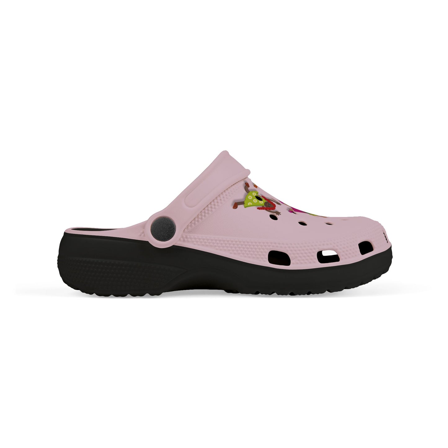 Kids Pink Foam Clogs with Cheerful Dancing Kids Print