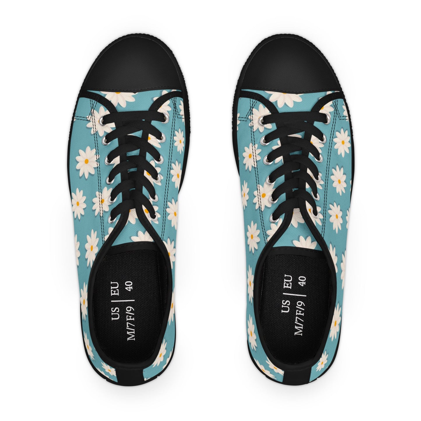 Daisy Print Low Top Sneakers – Retro Floral Canvas Shoes