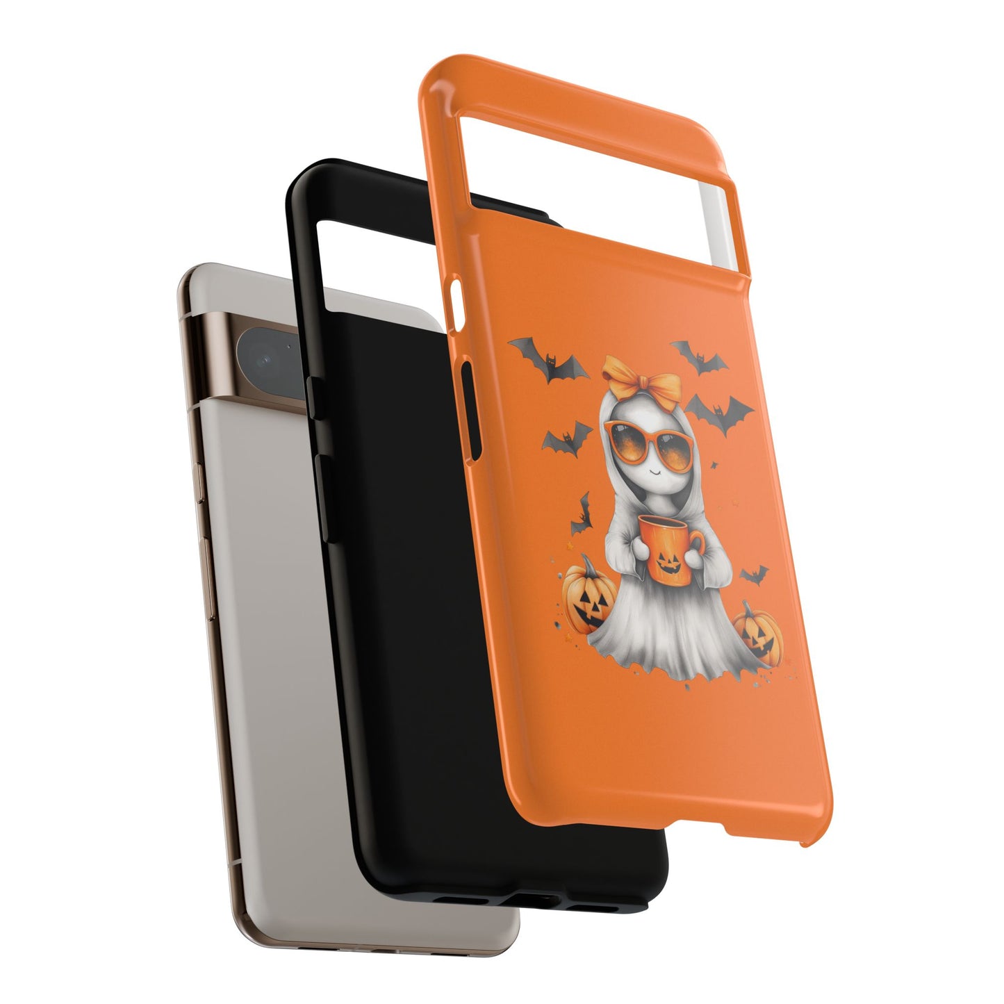 Halloween Ghost Phone Case, Cute Cat Ghost Case, Autumn Phone Cover, Spooky Season Gift, Trick or Treat Case
