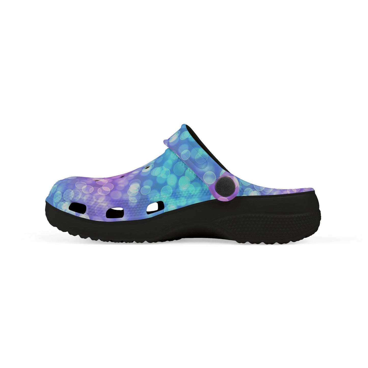 Kids Purple Blue Bokeh Foam Clogs — Comfort EVA Slip-Ons