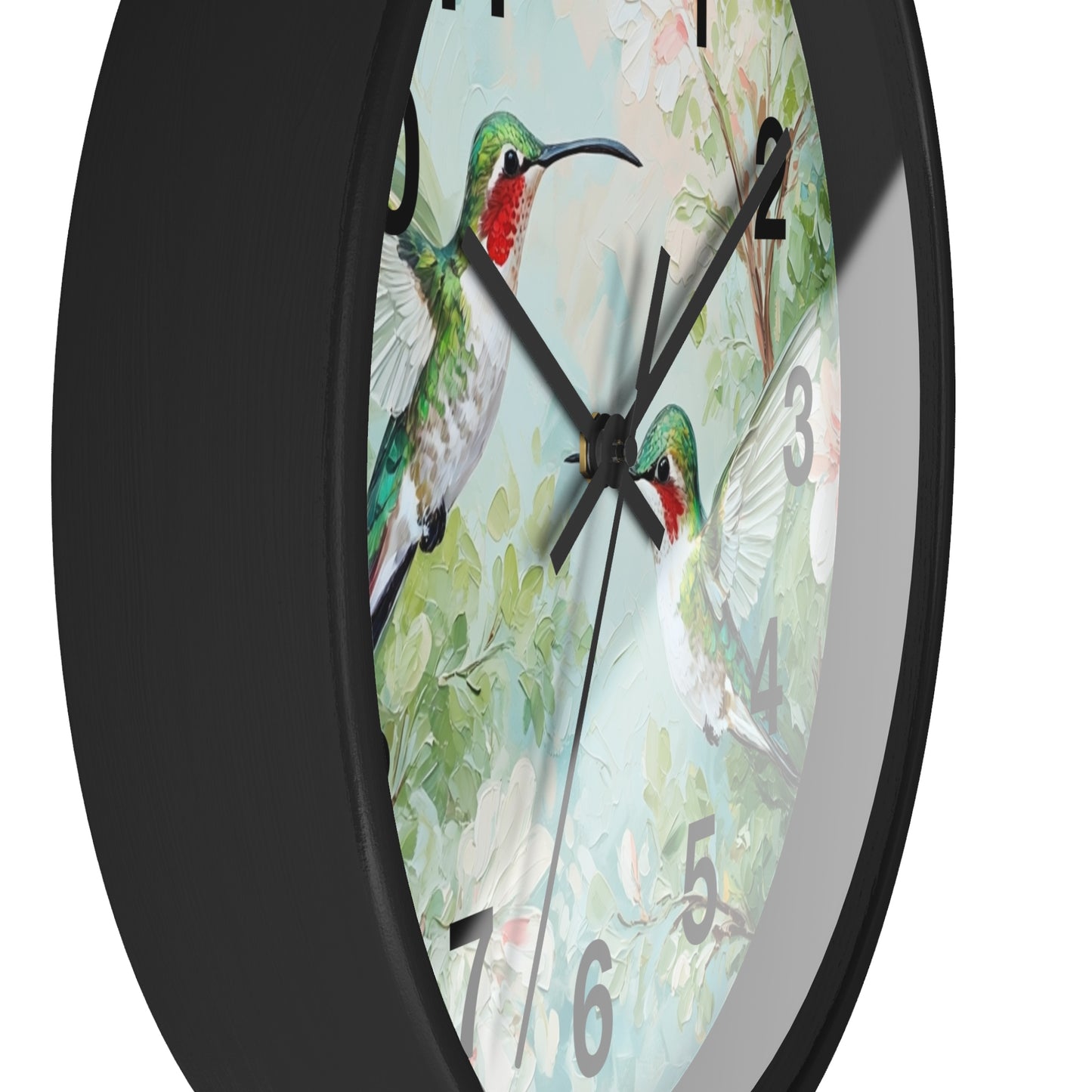 Ruby-throated Hummingbirds Wall Clock | Floral Nature Decor
