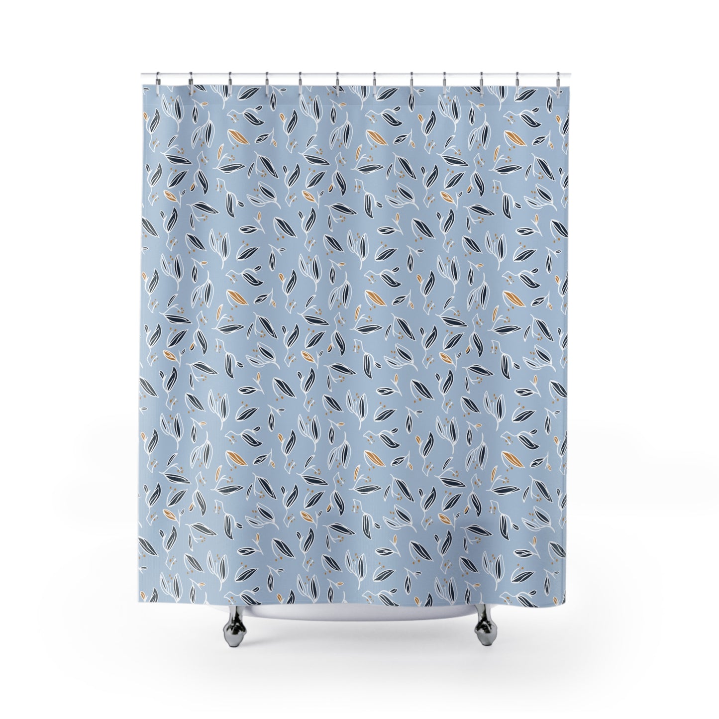 Botanical Blue Shower Curtain, Floral Bathroom Decor, Nature-Inspired Curtain, Modern Home Accessories, Gift for Nature Lovers