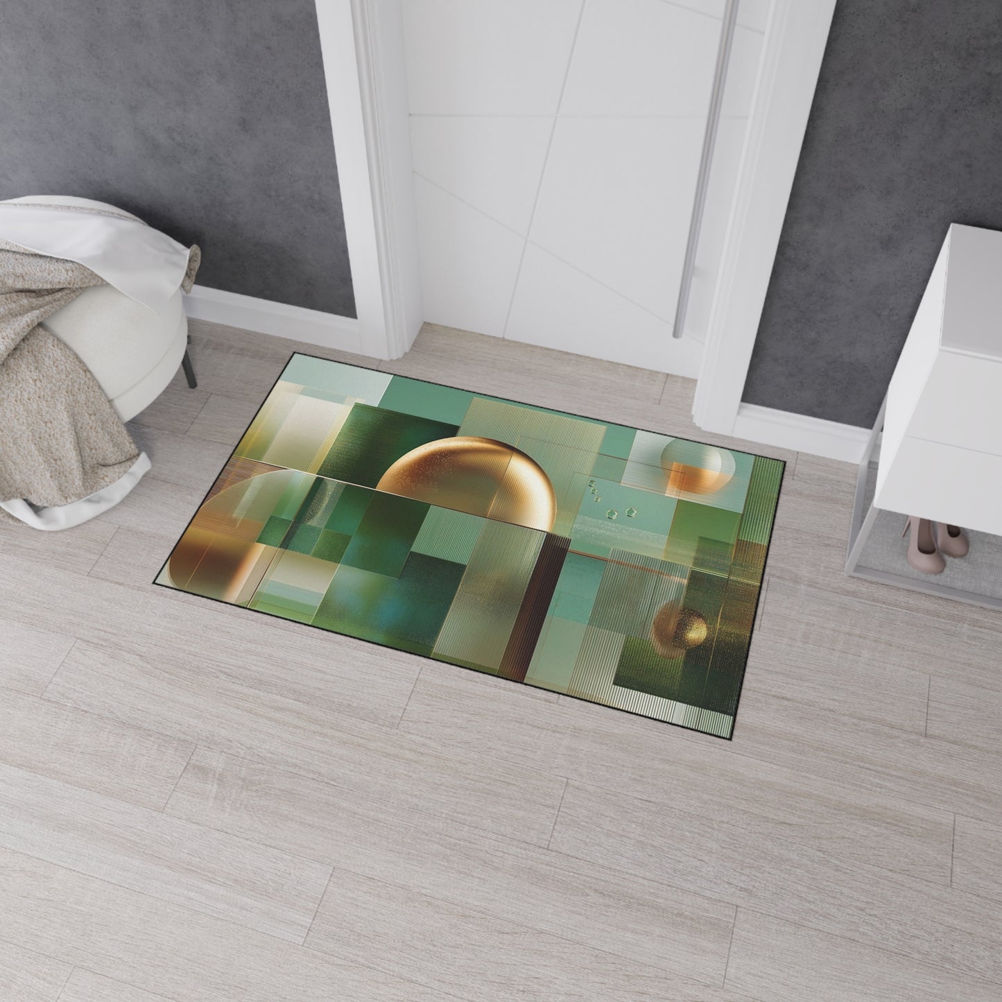 Geometric Gold Sphere Heavy-Duty Floor Mat