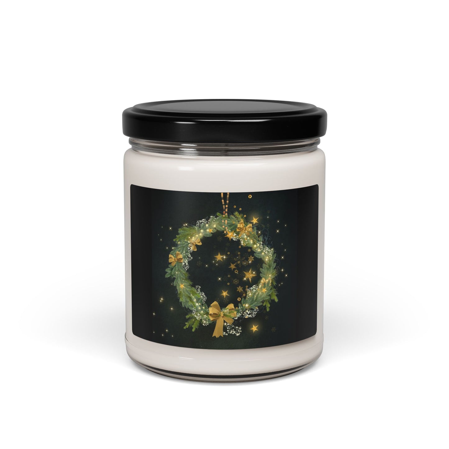 Holiday Wreath Soy Candle — 9oz Scented Christmas Candle