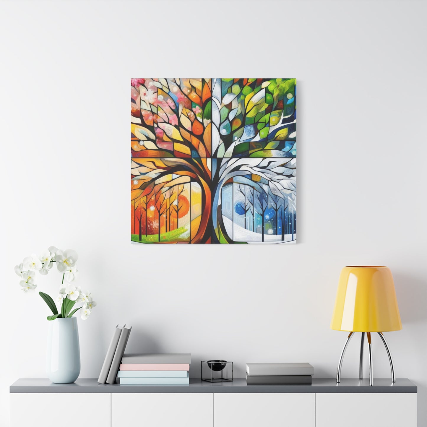 Seasons Tree Canvas Wall Art — Four Seasons Matte Stretched Canvas