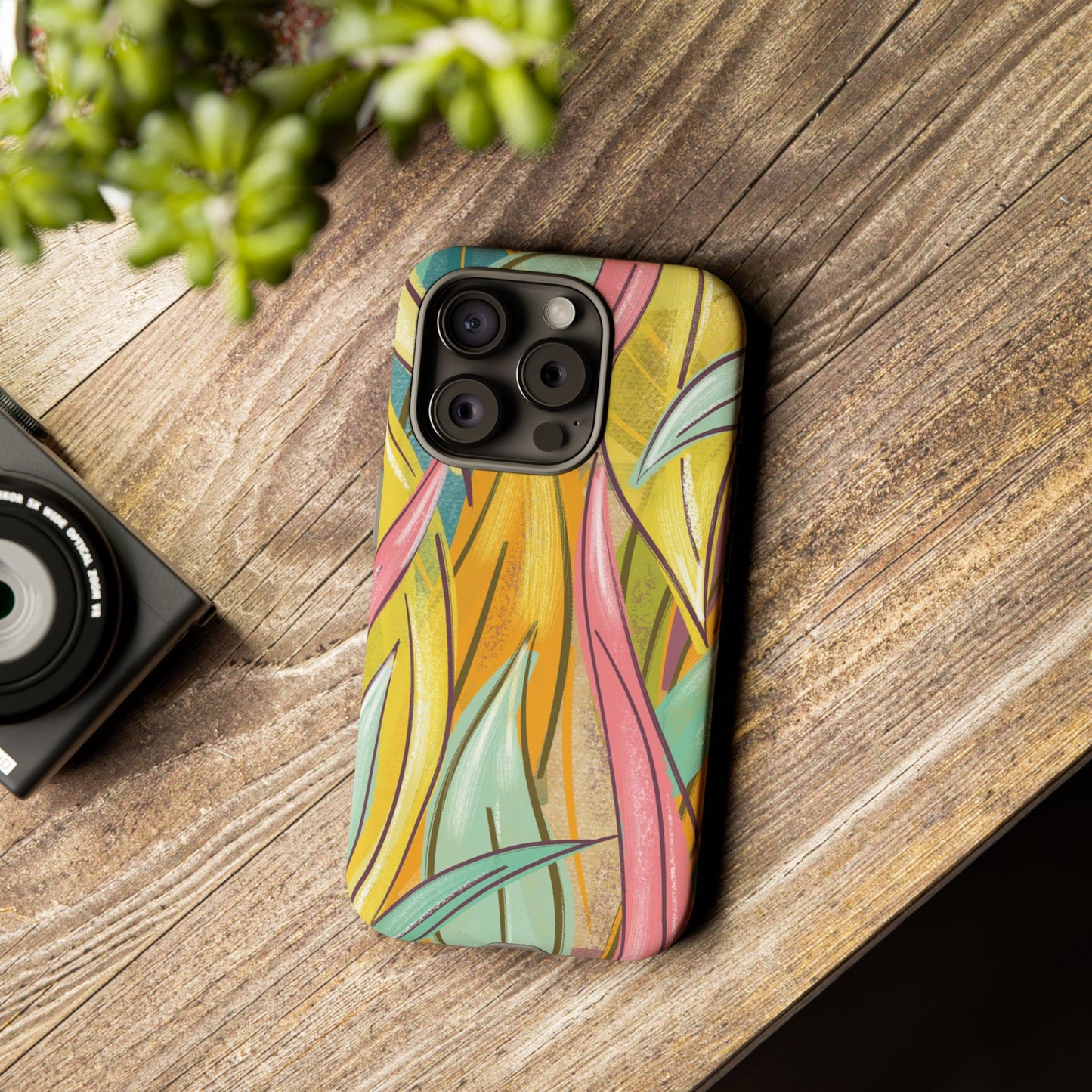Vibrant Phone Case with Colorful Leaf Design, Tough Cases for Nature Lovers, Eco-Friendly Gift, Summer Vibes, Floral Phone Cover