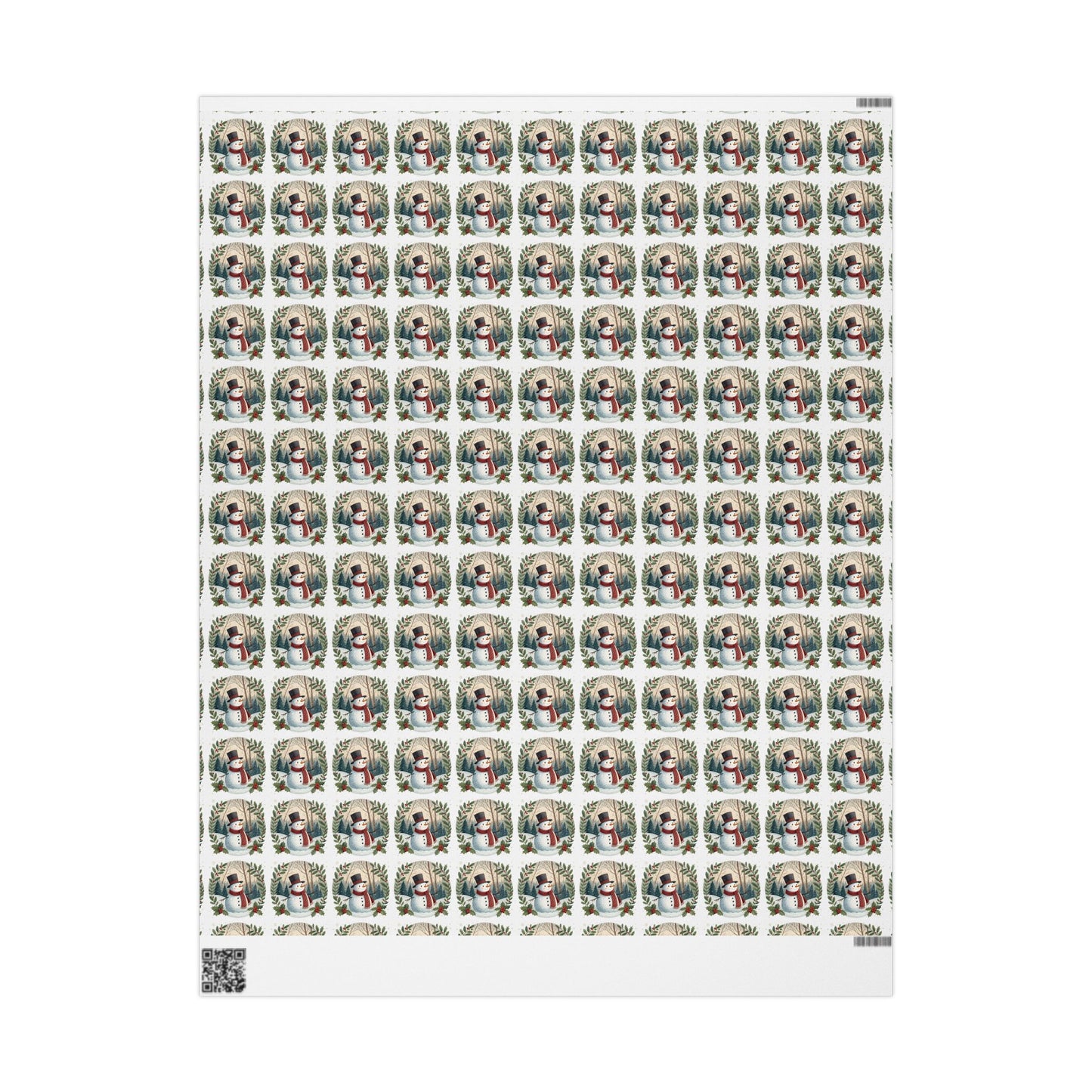 Snowman Wreath Christmas Wrapping Paper Roll — Festive Holiday Gift Wrap