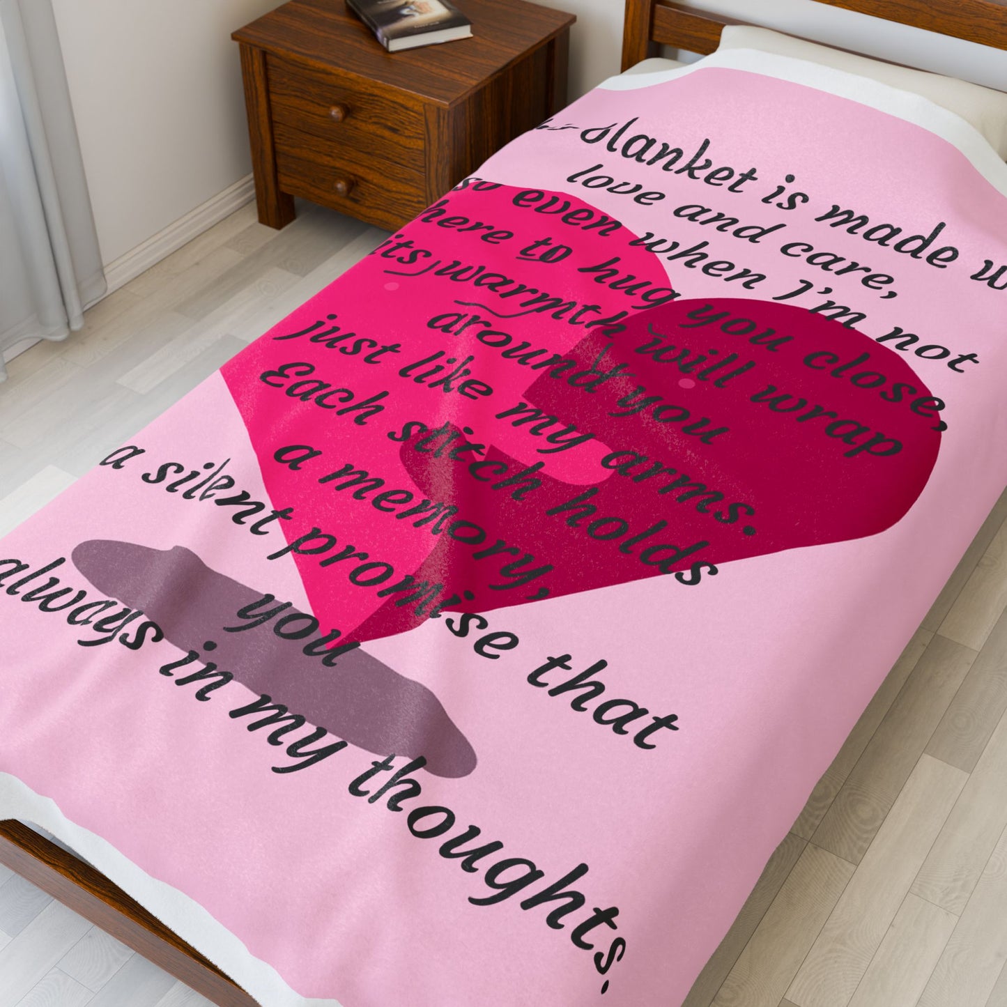 Memorial Heart Velveteen Plush Blanket — "This blanket is made with love and care" Comfort Throw