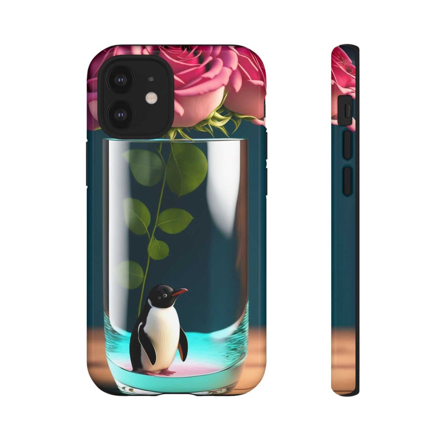 Penguin in a Glass Floral Tough Phone Case — Cute Protective Phone Cover
