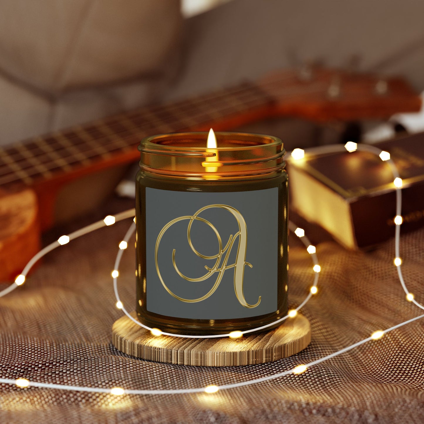 Monogram 'A' Coconut Apricot Scented Candle (4oz/9oz)