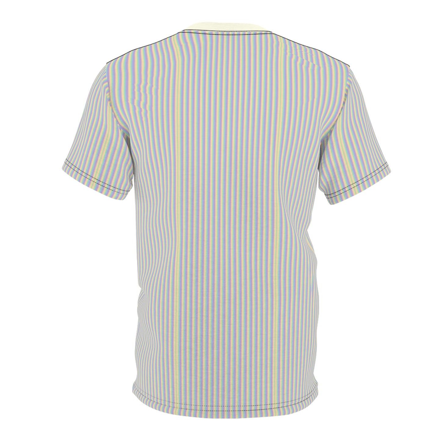 Striped Pastel Tee with Floral Pin Graphic