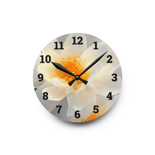Serene Floral Acrylic Wall Clock