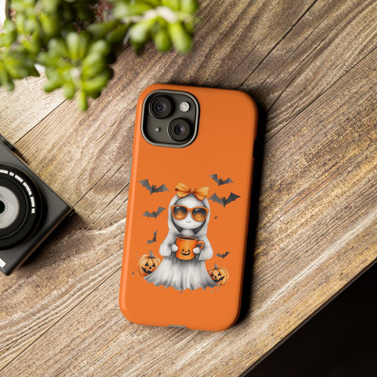 Halloween Ghost Phone Case, Cute Cat Ghost Case, Autumn Phone Cover, Spooky Season Gift, Trick or Treat Case