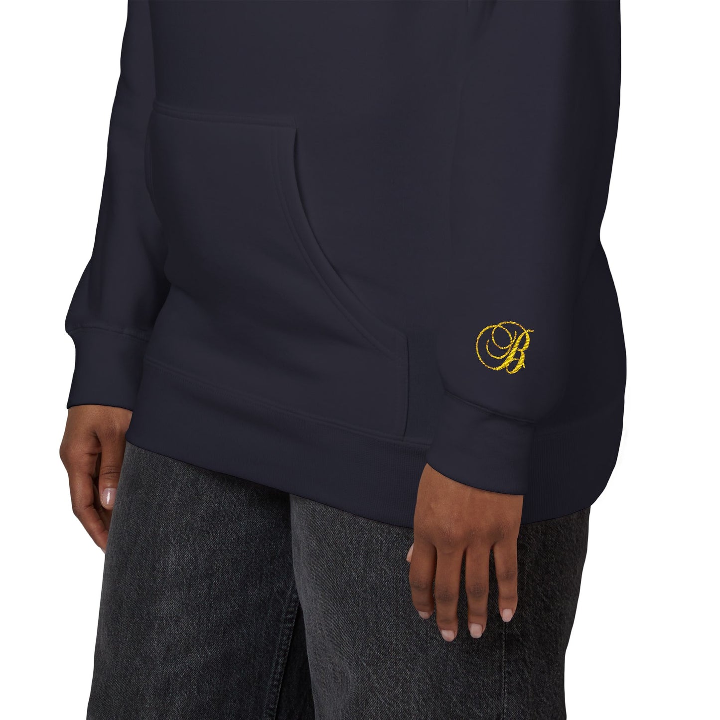 Coral Gold Floral Initial Hoodie — Monogram 'B' Casual Pullover