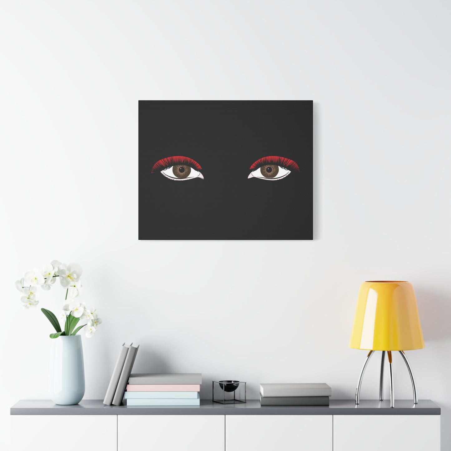 Red Lashes Wall Art Canvas — Glam Eyes Makeup Decor