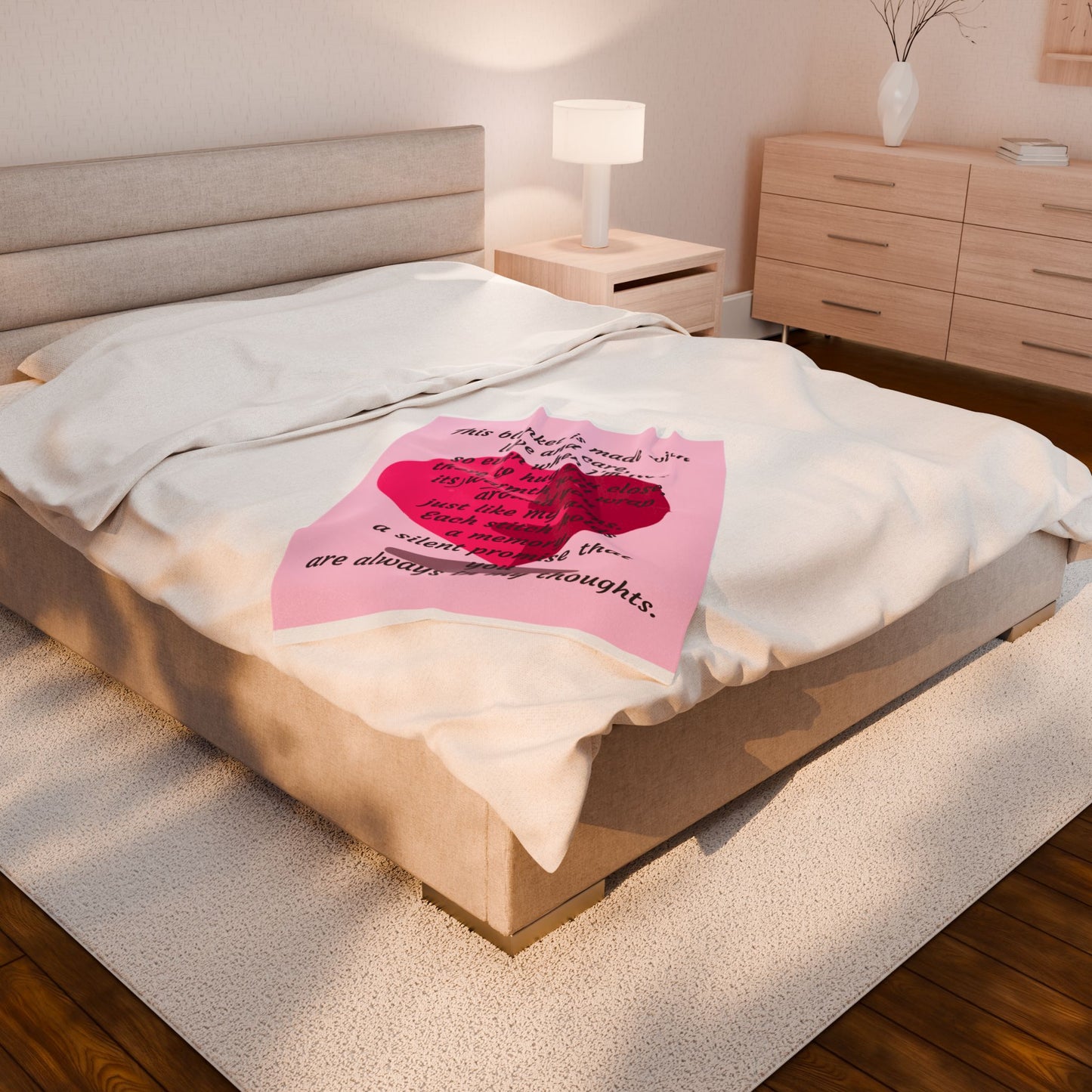 Memorial Heart Velveteen Plush Blanket — "This blanket is made with love and care" Comfort Throw