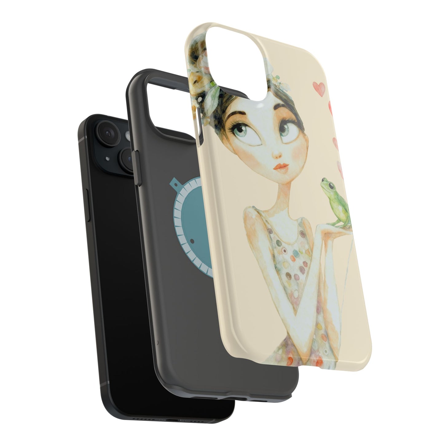 Whimsical Girl with Frog Magnetic Impact Phone Case