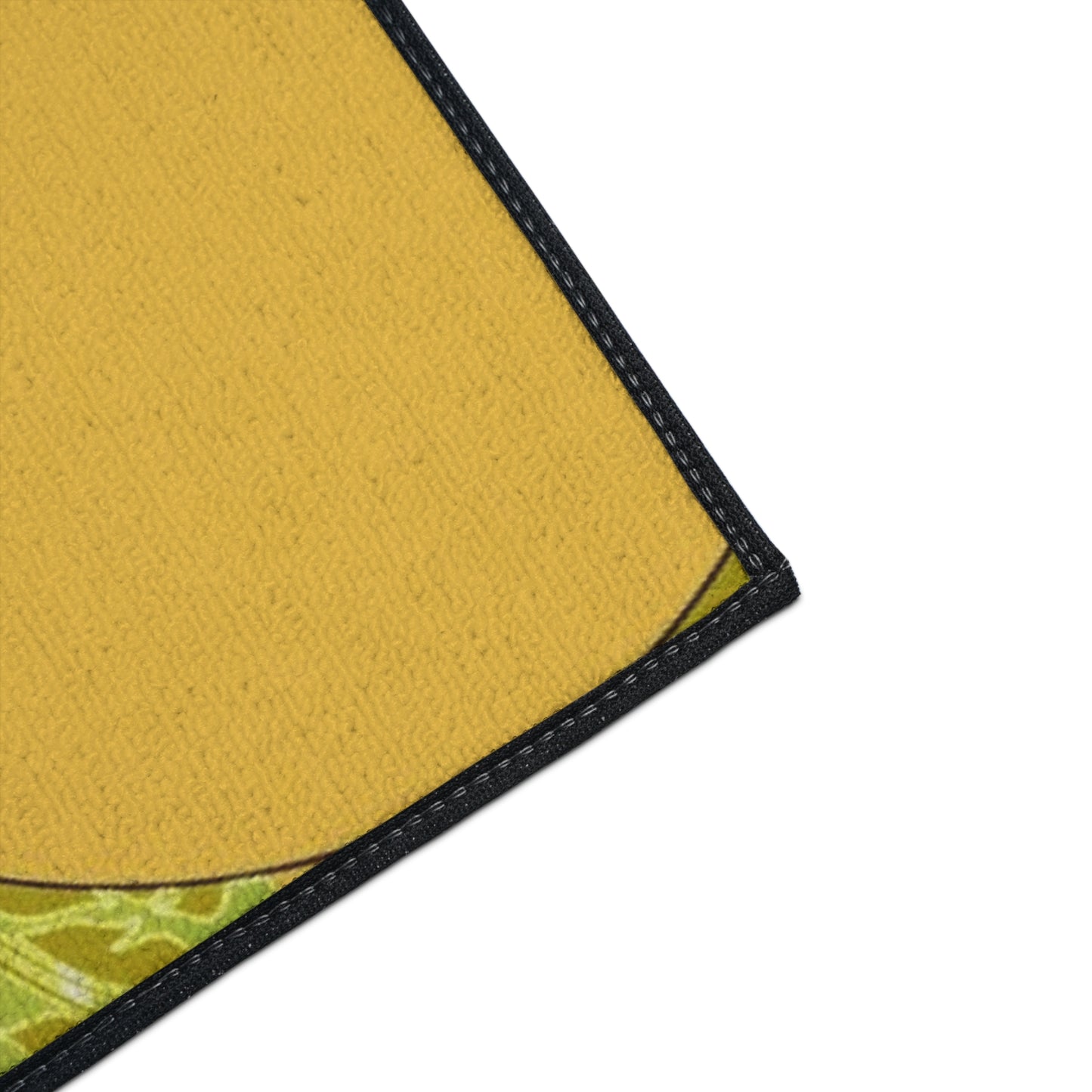 Floral Swirl Heavy Duty Floor Mat — Yellow Green Decorative Entry Rug