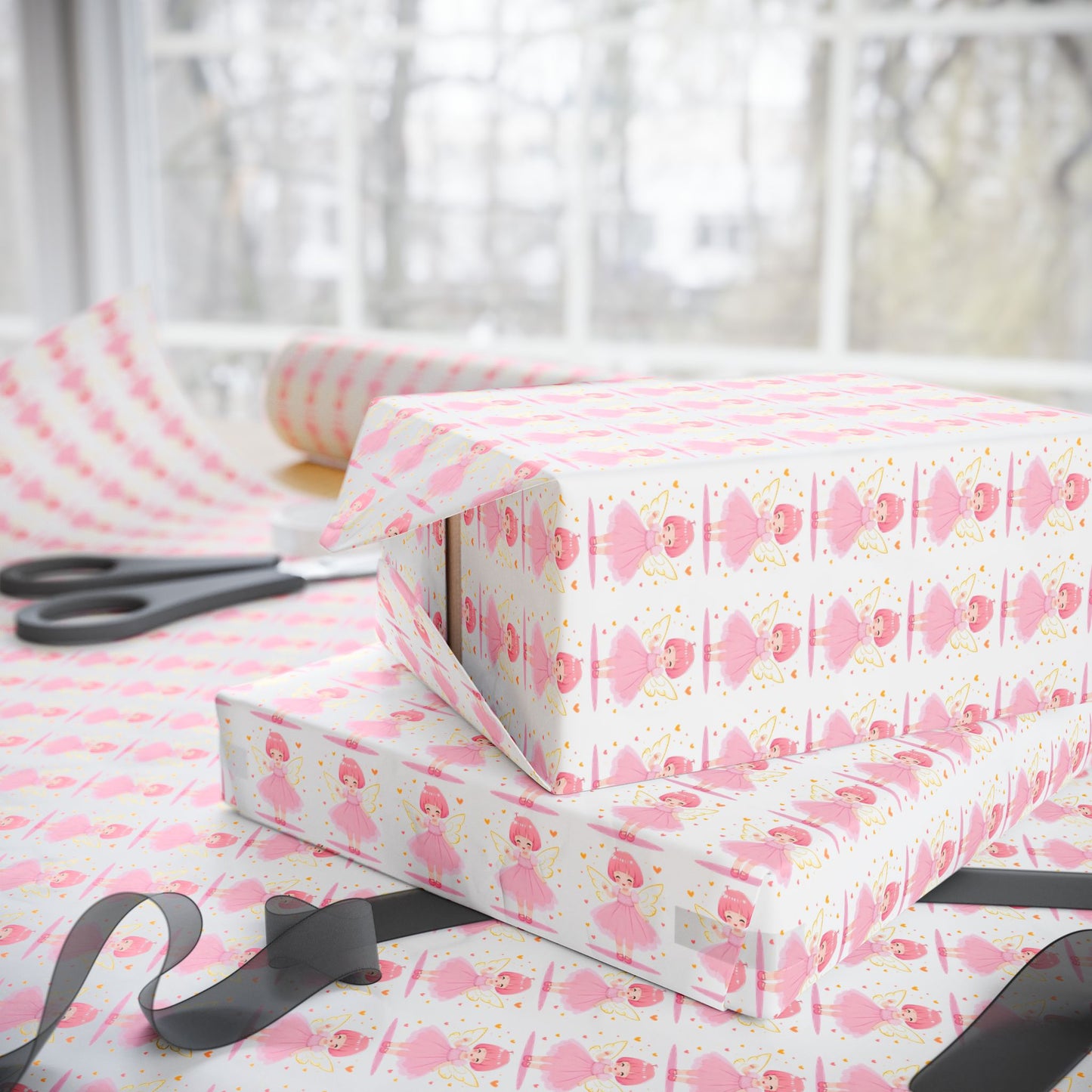 Pink Heart Pattern Wrapping Paper Roll — Cute Valentine & Birthday Gift Wrap