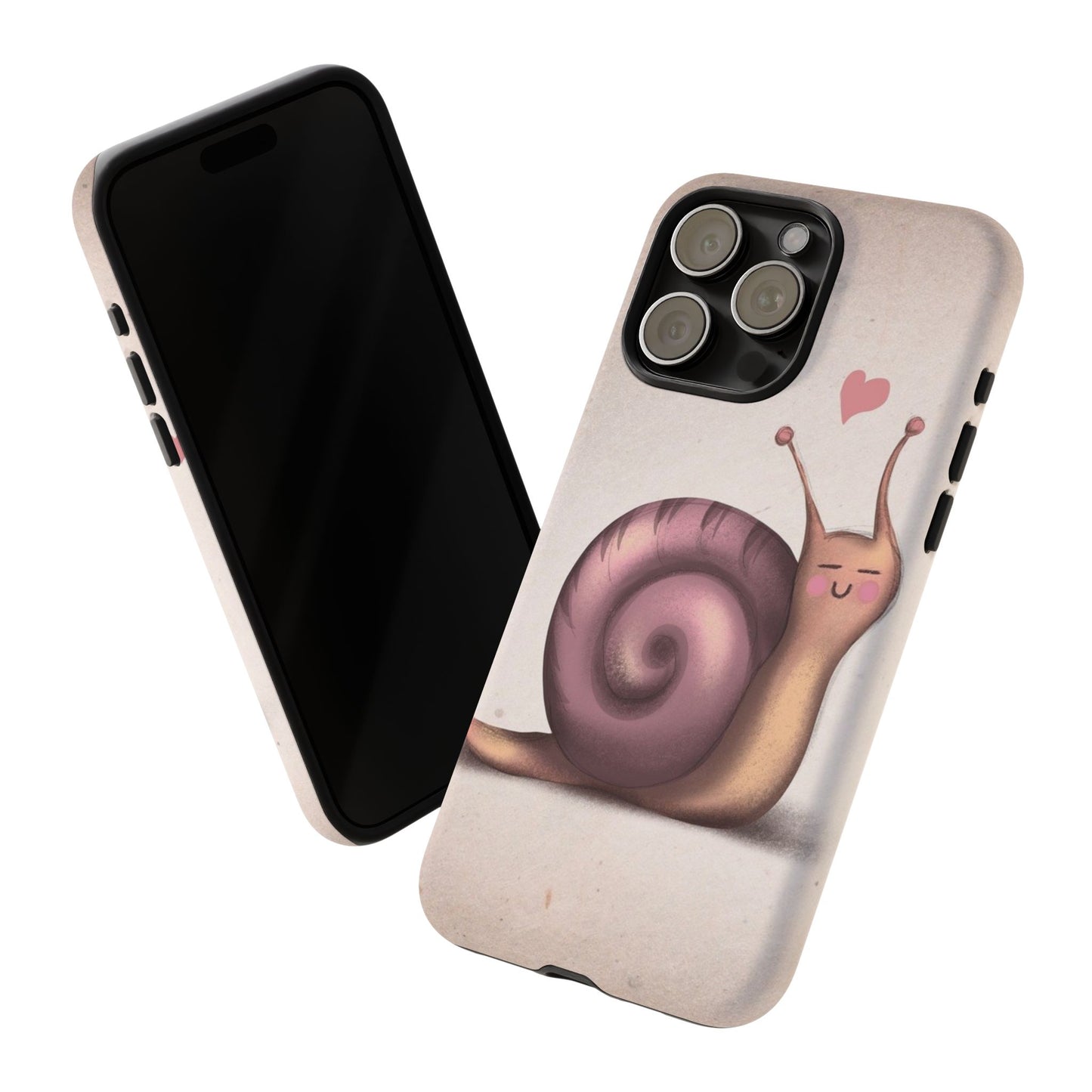 Cute Snail Phone Case — Pink Heart Cartoon Protective iPhone Cover