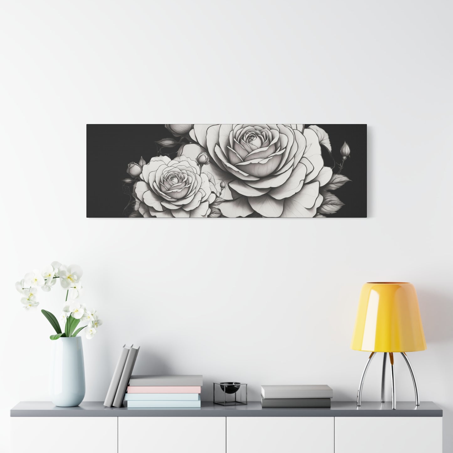 Monochrome Rose Canvas Print — Black & White Floral Wall Art