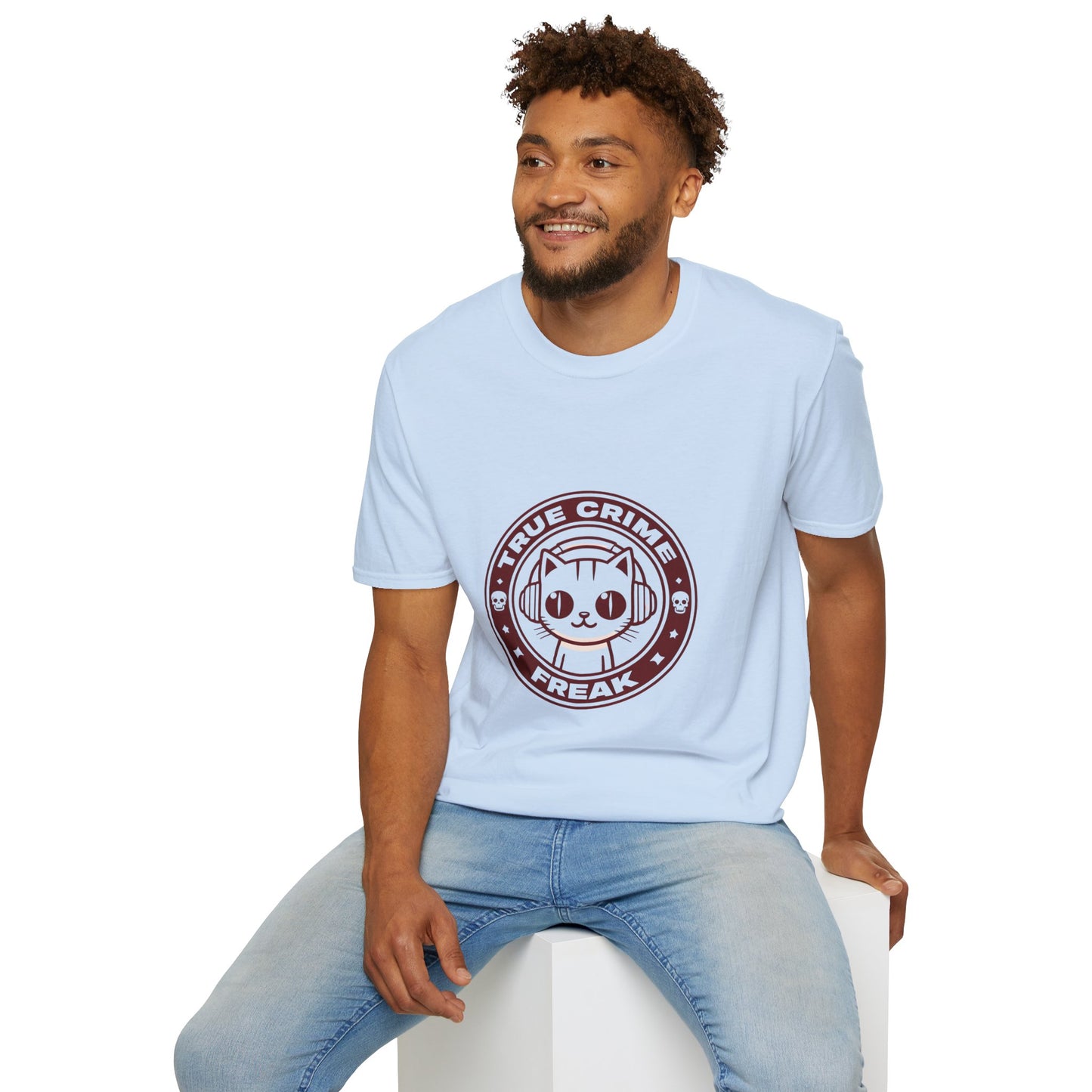 True Crime Freak Cat T-Shirt – Cute Kitty Badge Tee for True Crime Fans