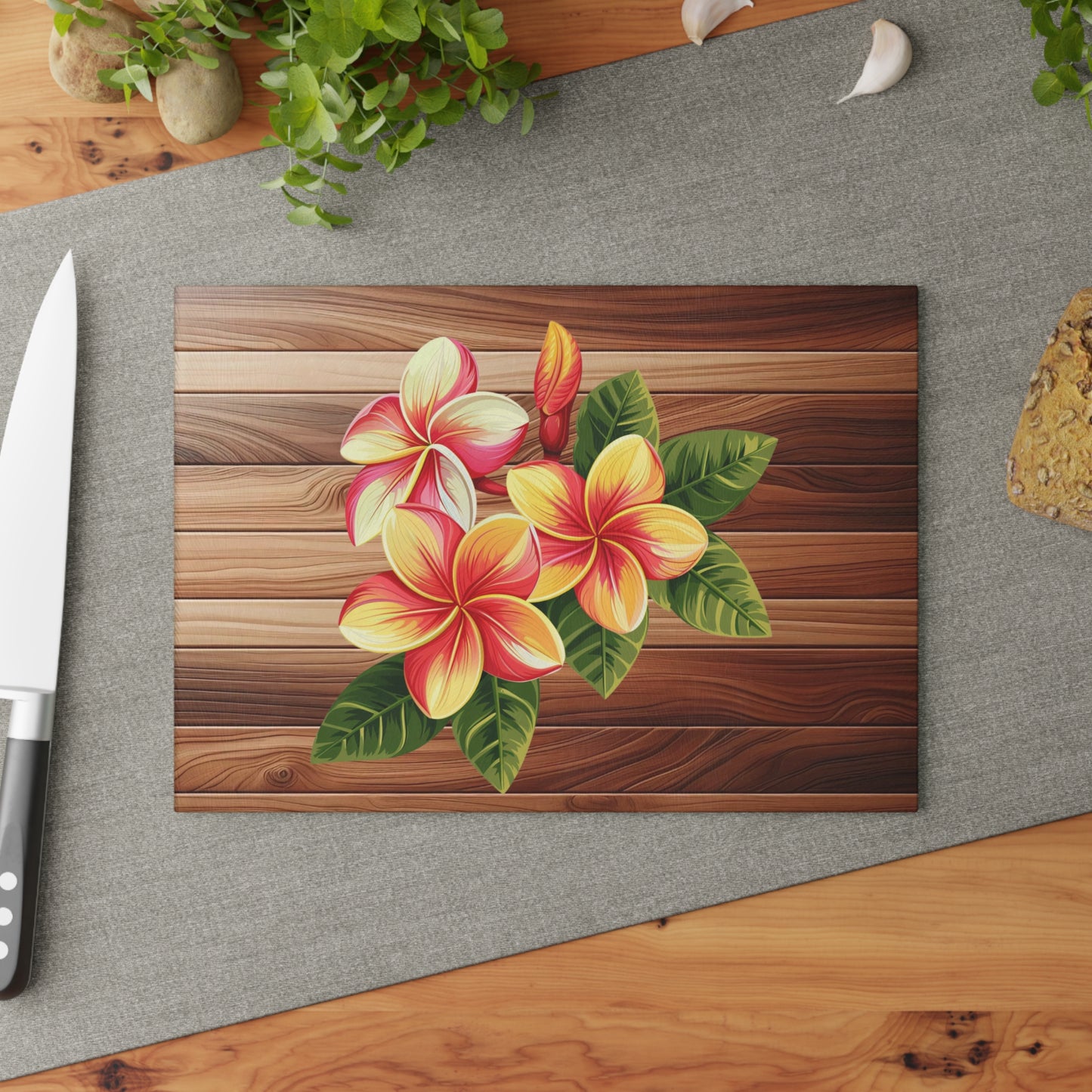 Tropical Floral Glass Cutting Board