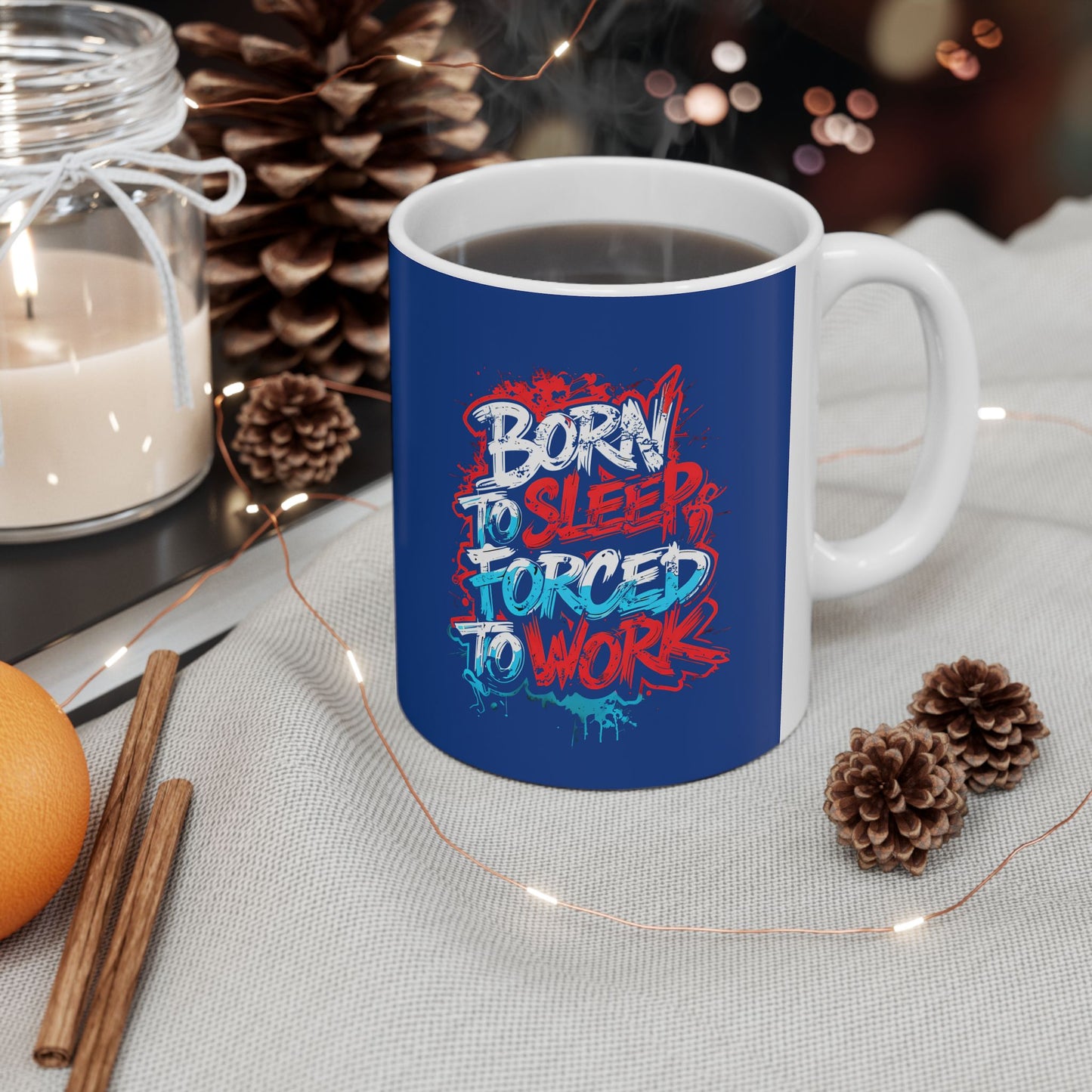 Ceramic Mug — Patriotic Retro Neon "God Bless America" Coffee Cup