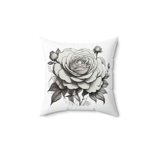 Elegant Floral Square Pillow, Vintage Rose Design, Home Decor, Throw Pillow, Living Room Accent